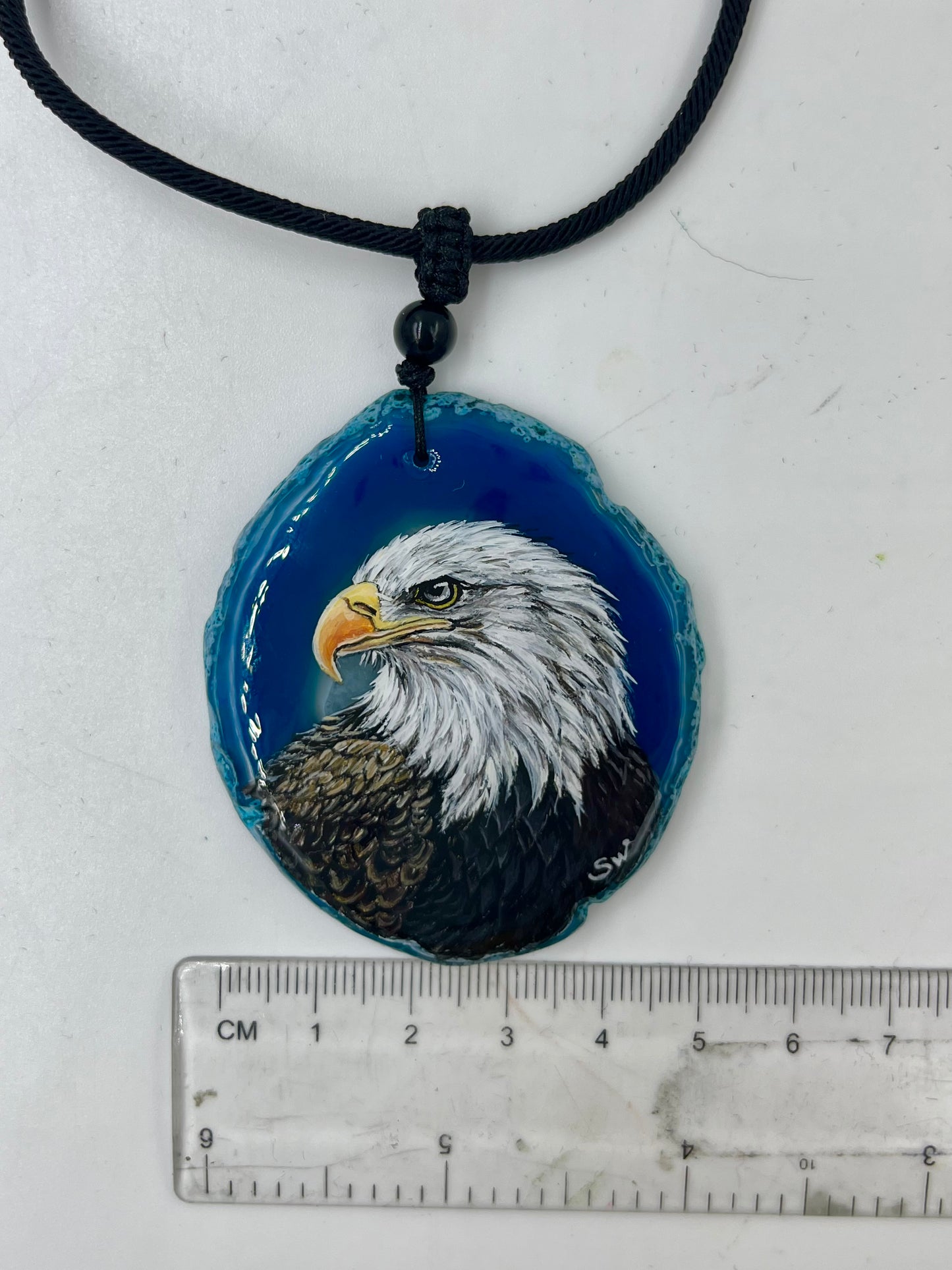 Einzigartige Anhänger /der Adler/Achat/Hand bemalt
