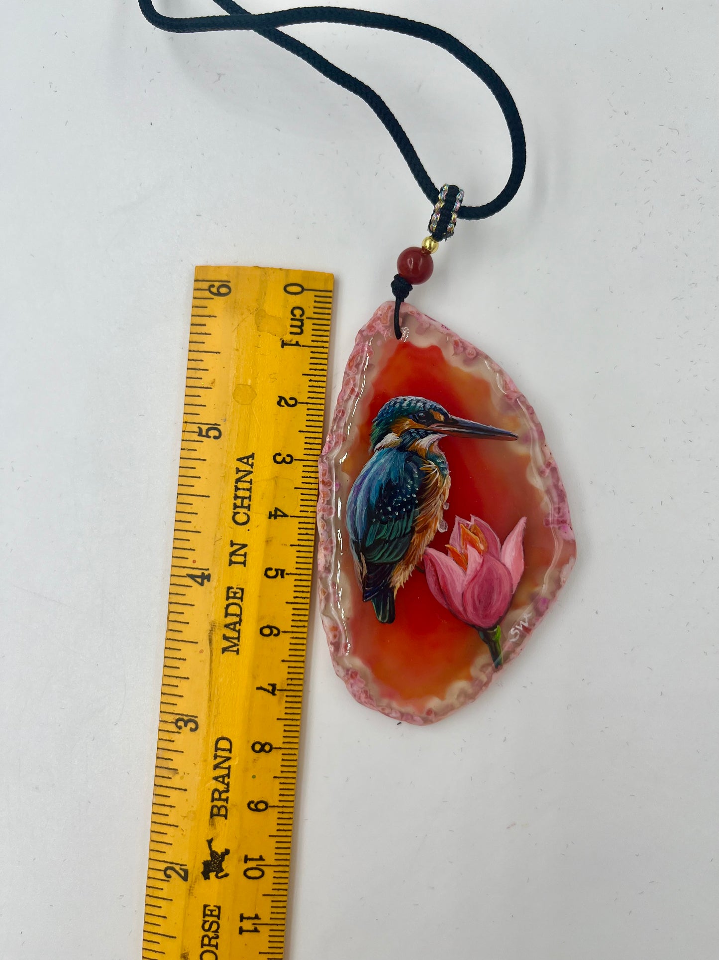 Einzigartige Anhänger /der Eisvogel /Achat/Hand bemalt