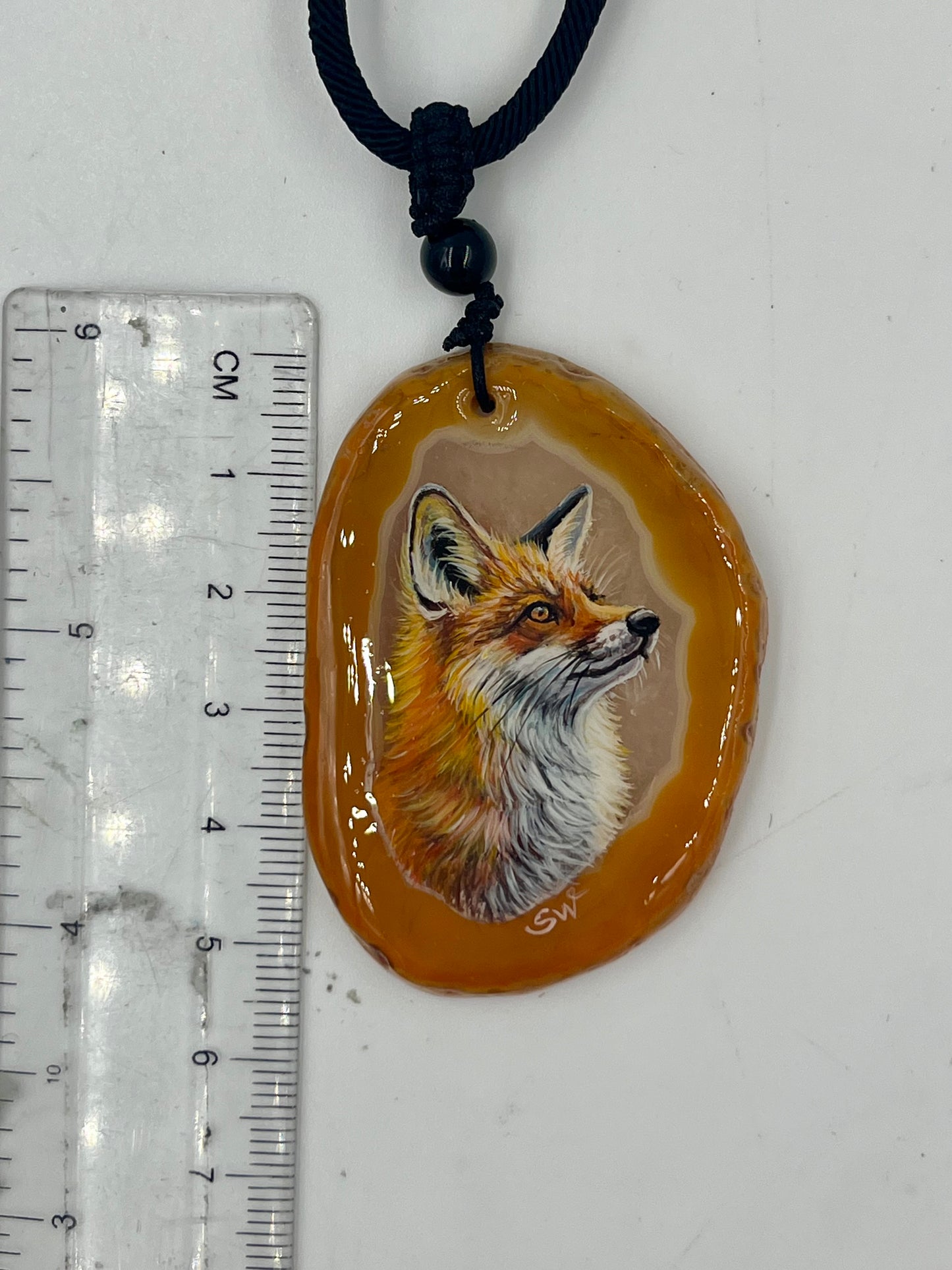 Einzigartige Anhänger /Der Fuchs/Achat/Hand bemalt Juwelen und tragbare Kunst /Natur Schmuck