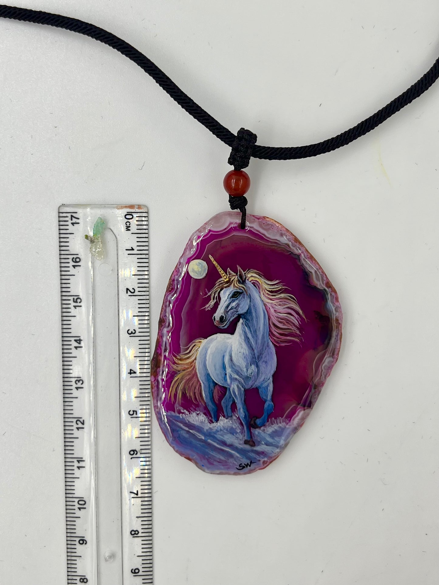 Einzigartige Anhänger /der Einhorn /Achat/Hand bemalt