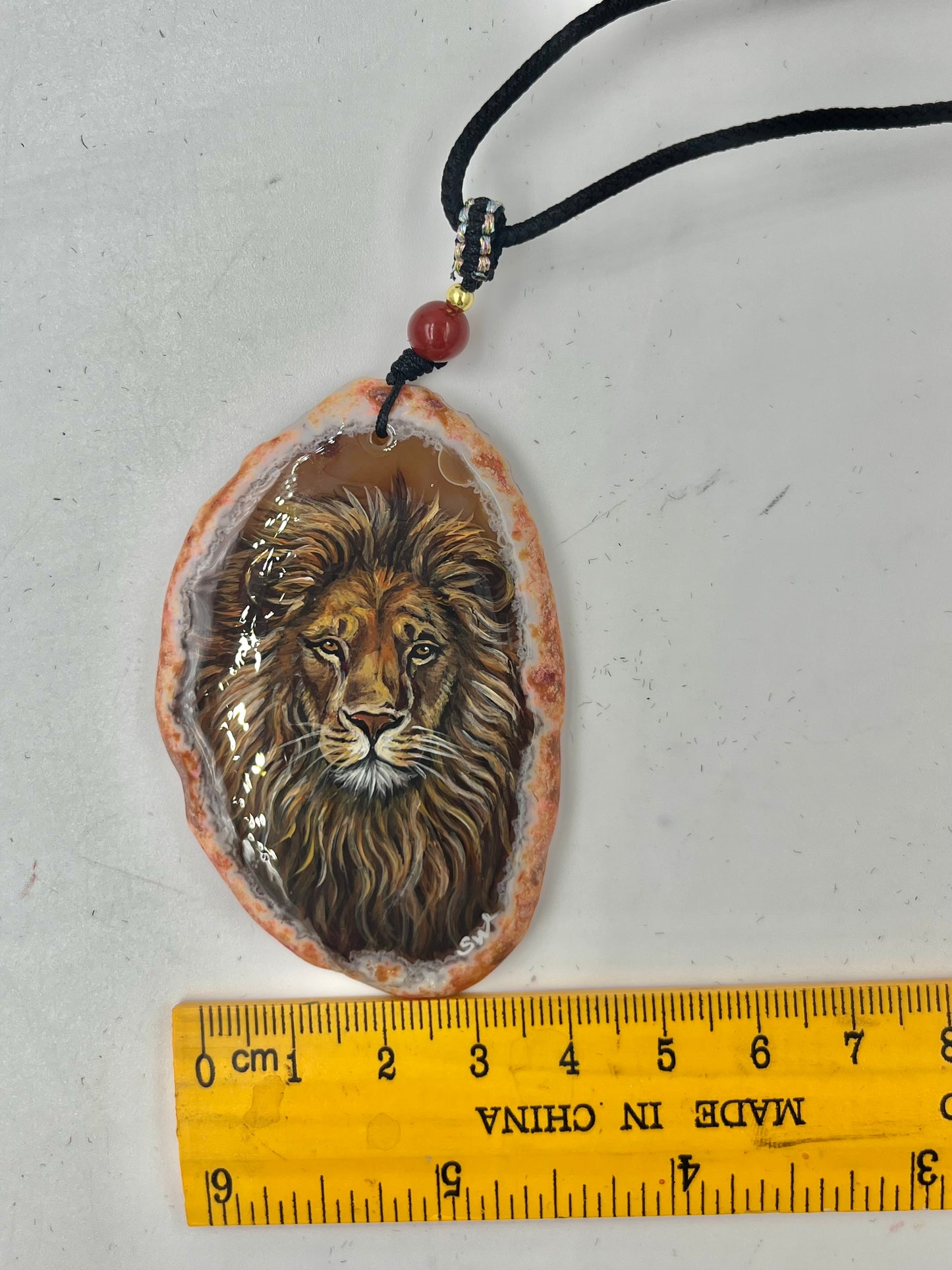 Einzigartige Anhänger /der Löwe/Achat/Hand bemalt