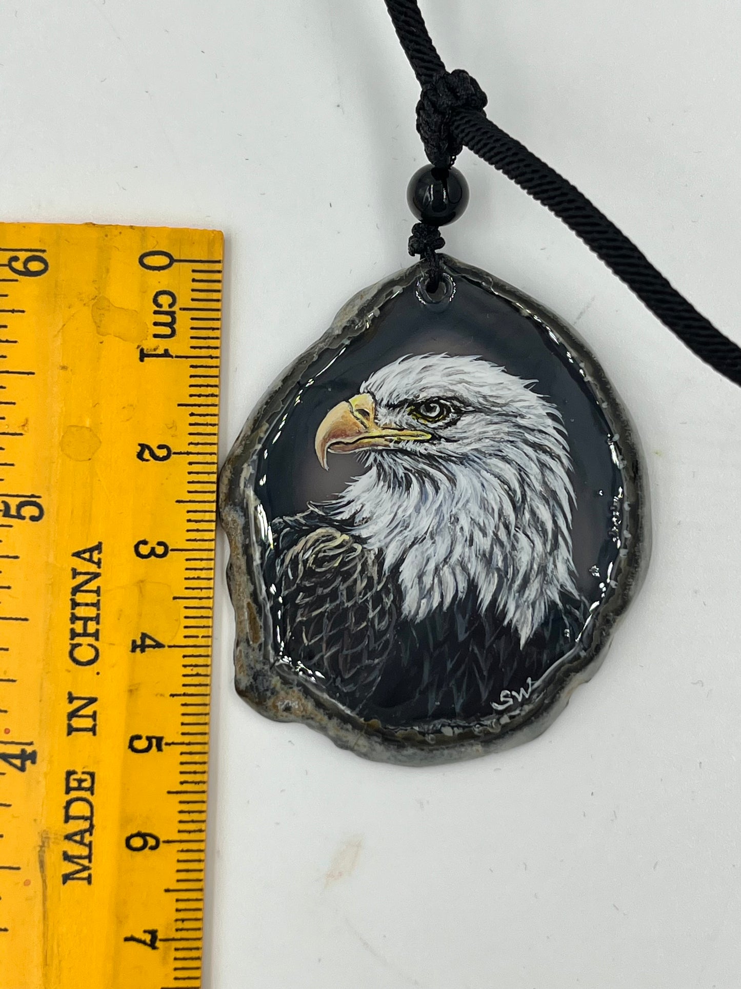 Einzigartige Anhänger /Der Adler /Achat/Hand bemalt Juwelen und tragbare Kunst /Natur Schmuck