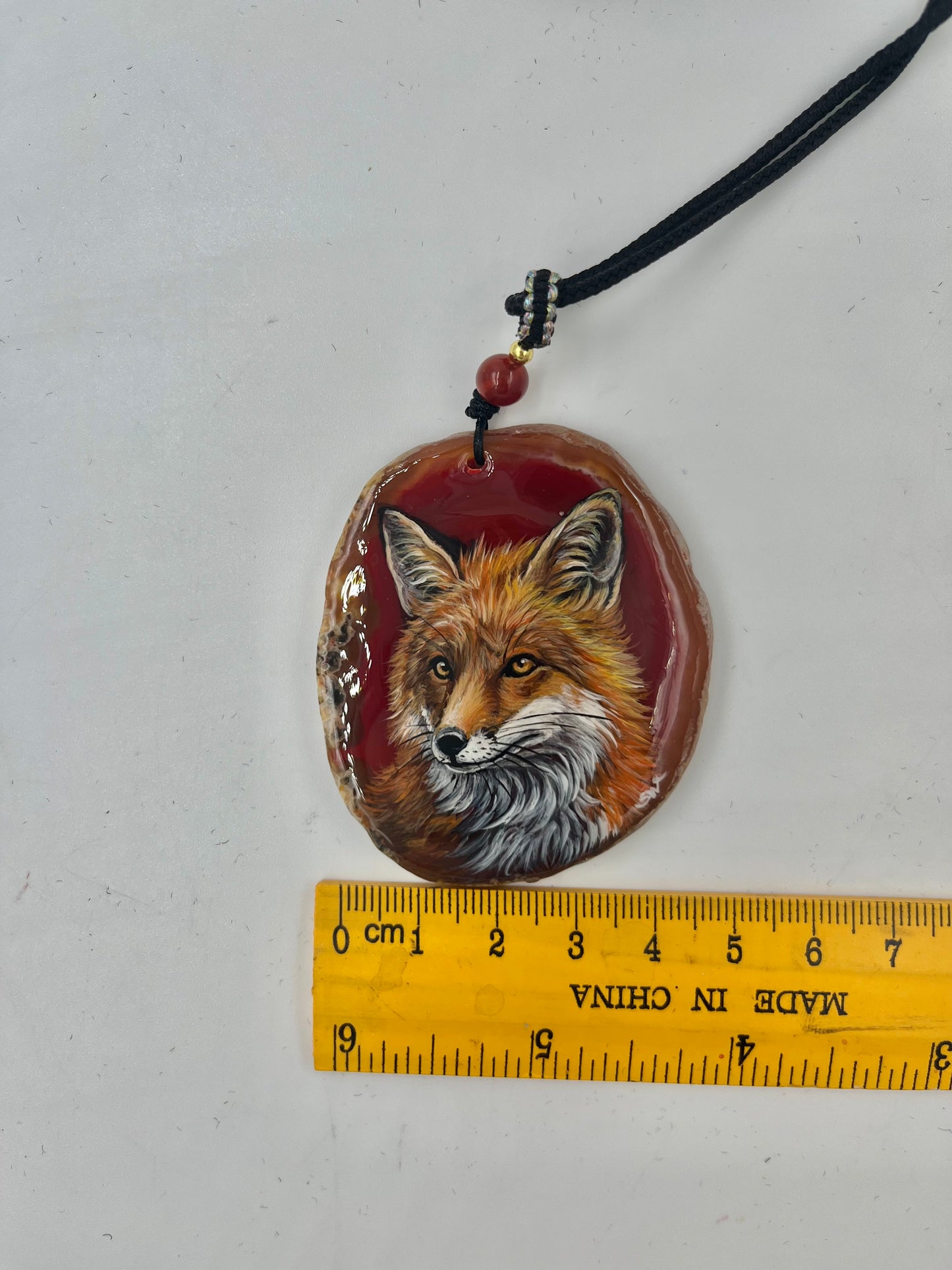 Einzigartige Anhänger /der Fuchs/Achat/Hand bemalt