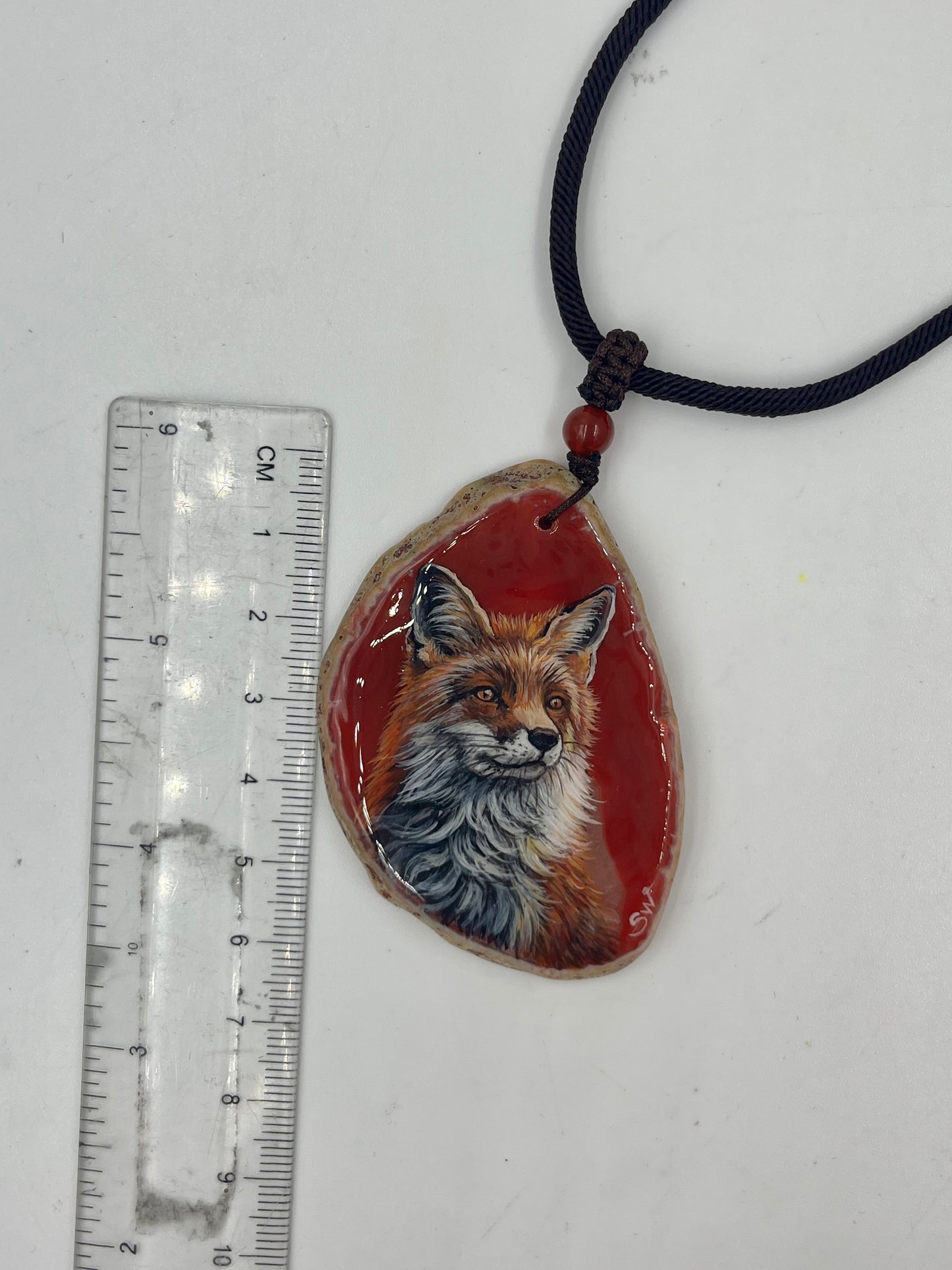 Einzigartige Anhänger /Der Fuchs/Achat/Hand bemalt Juwelen und tragbare Kunst /Natur Schmuck