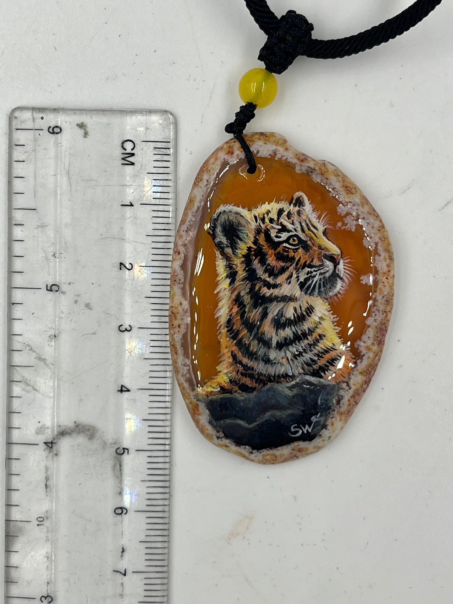 Einzigartige Anhänger /der Tigerbaby/Achat/Hand bemalt Juwelen und tragbare Kunst /Natur Schmuck