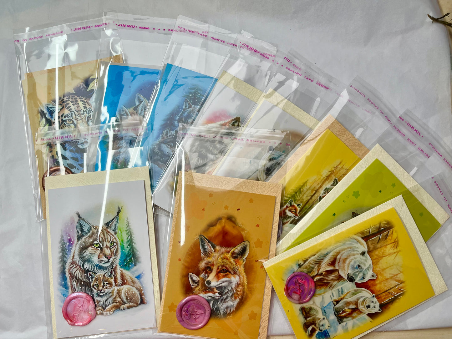 Grußkarte Leopard Mama und Kind/Beschichtetes Papier(300g)/ Klappkarte Acryl Malerei Print