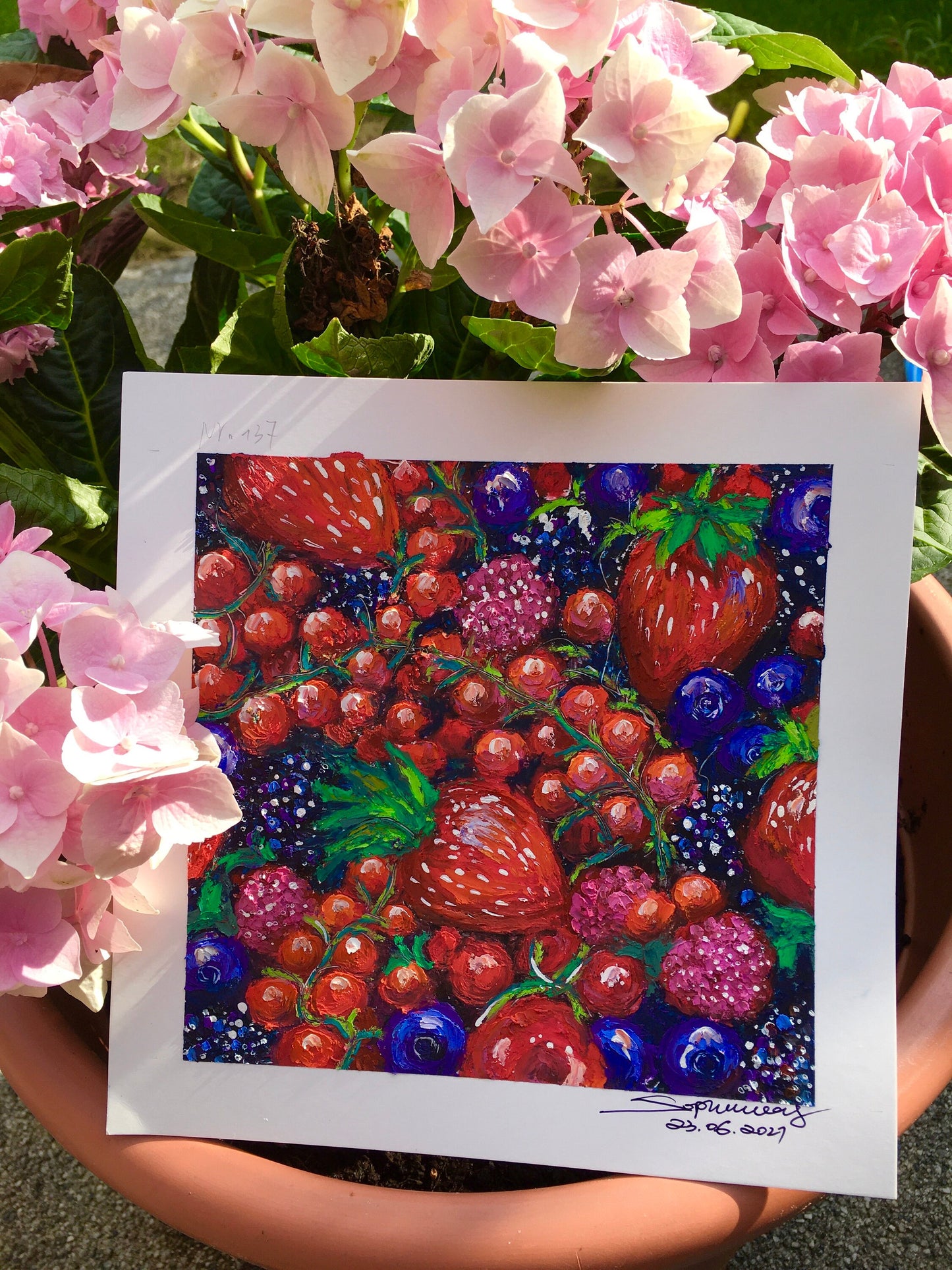 Original Ölpastell Malerei Kunstgemälde Frucht Unikat