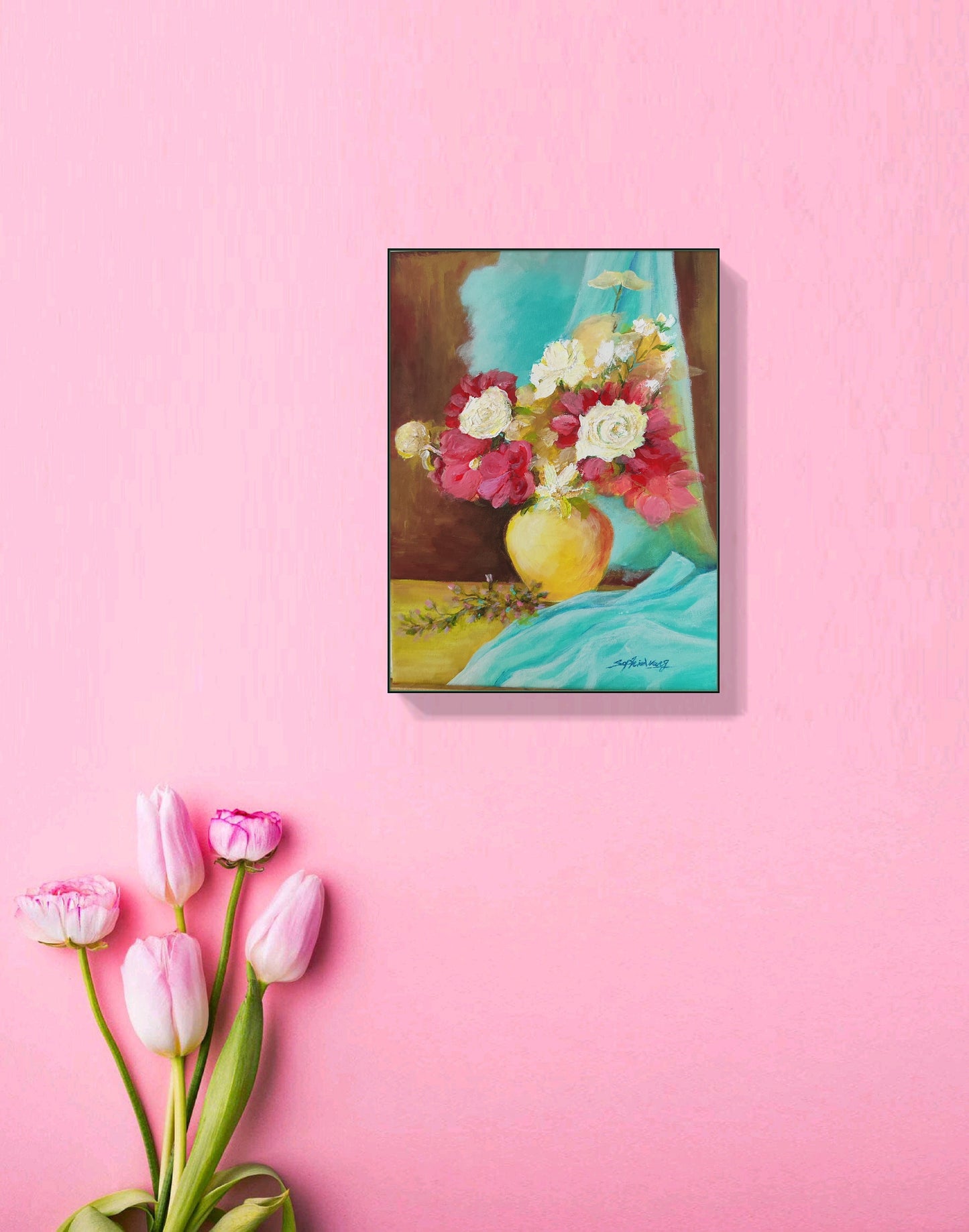 acrylic painting, Blummen ,Acryl auf Leinwand, Original, Wandkunst, Modern, Handgefertigt