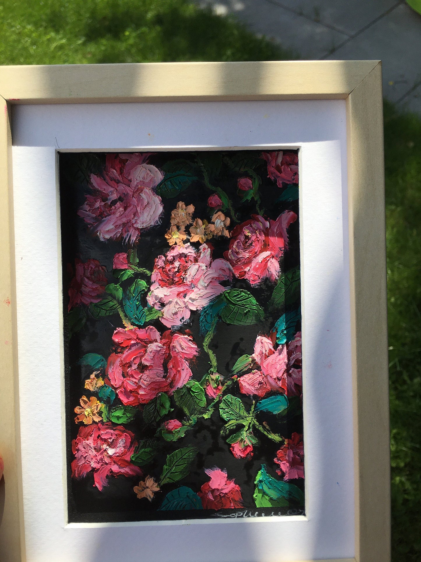 Original Ölpastell Malerei Kunstgemälde Blumen Unikat