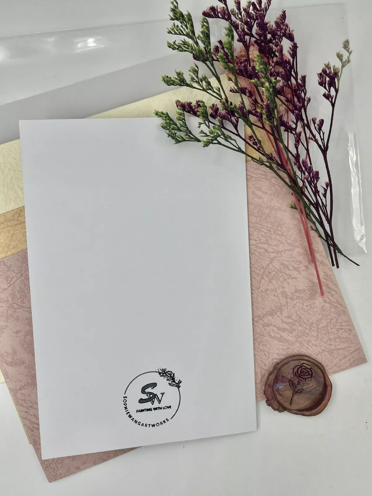 Grußkarte Wolf Mama und Kinder /Beschichtetes Papier(300g)/ Klappkarte Acryl