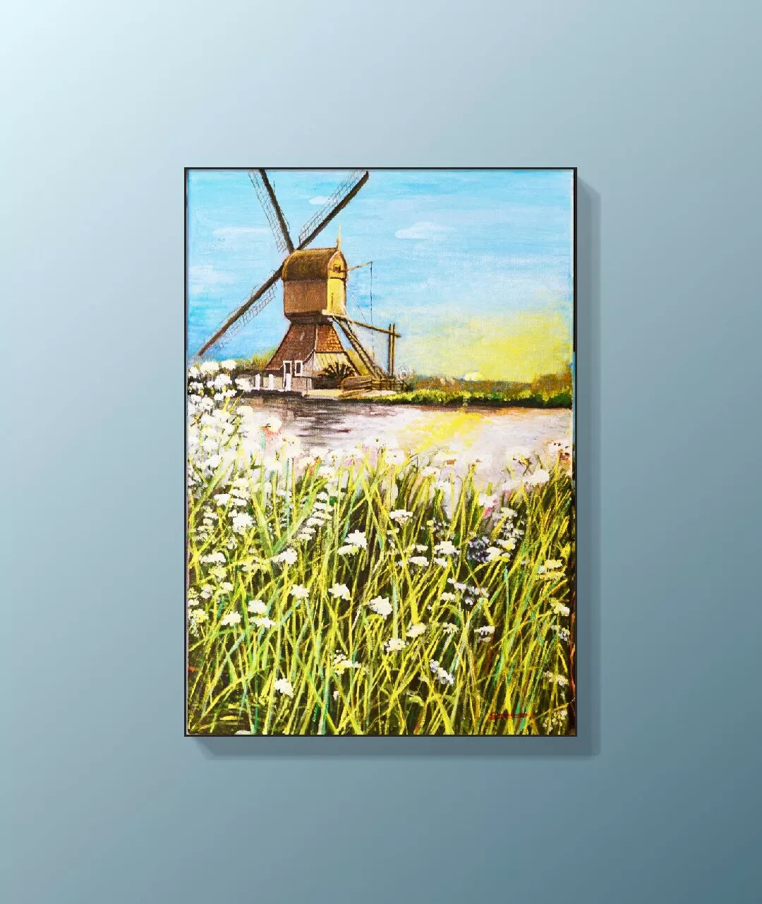 ORIGINAL Ölgemälde auf Leinwand: Die Windmühle