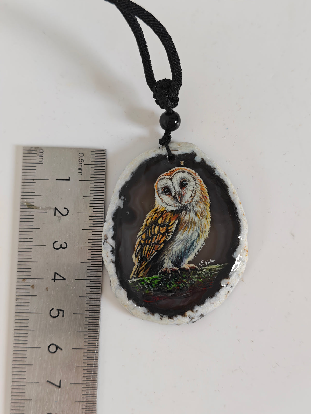Einzigartige Anhänger /der Eule/Achat/Hand bemalt Juwelen und tragbare Kunst /Natur Schmuck