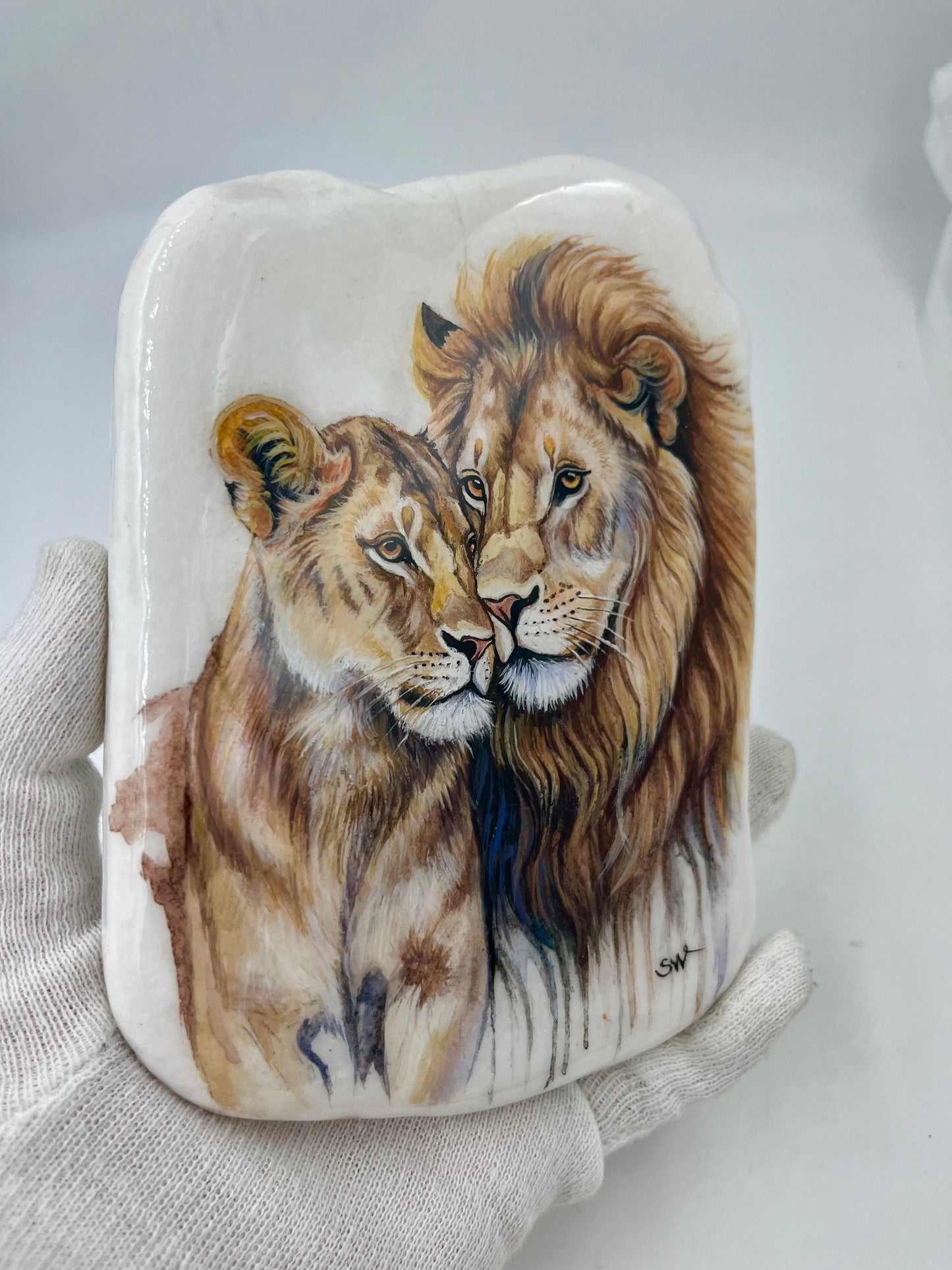 Einzigartig handbemalte Stein/Liebe /inklusive Tischstaffelei