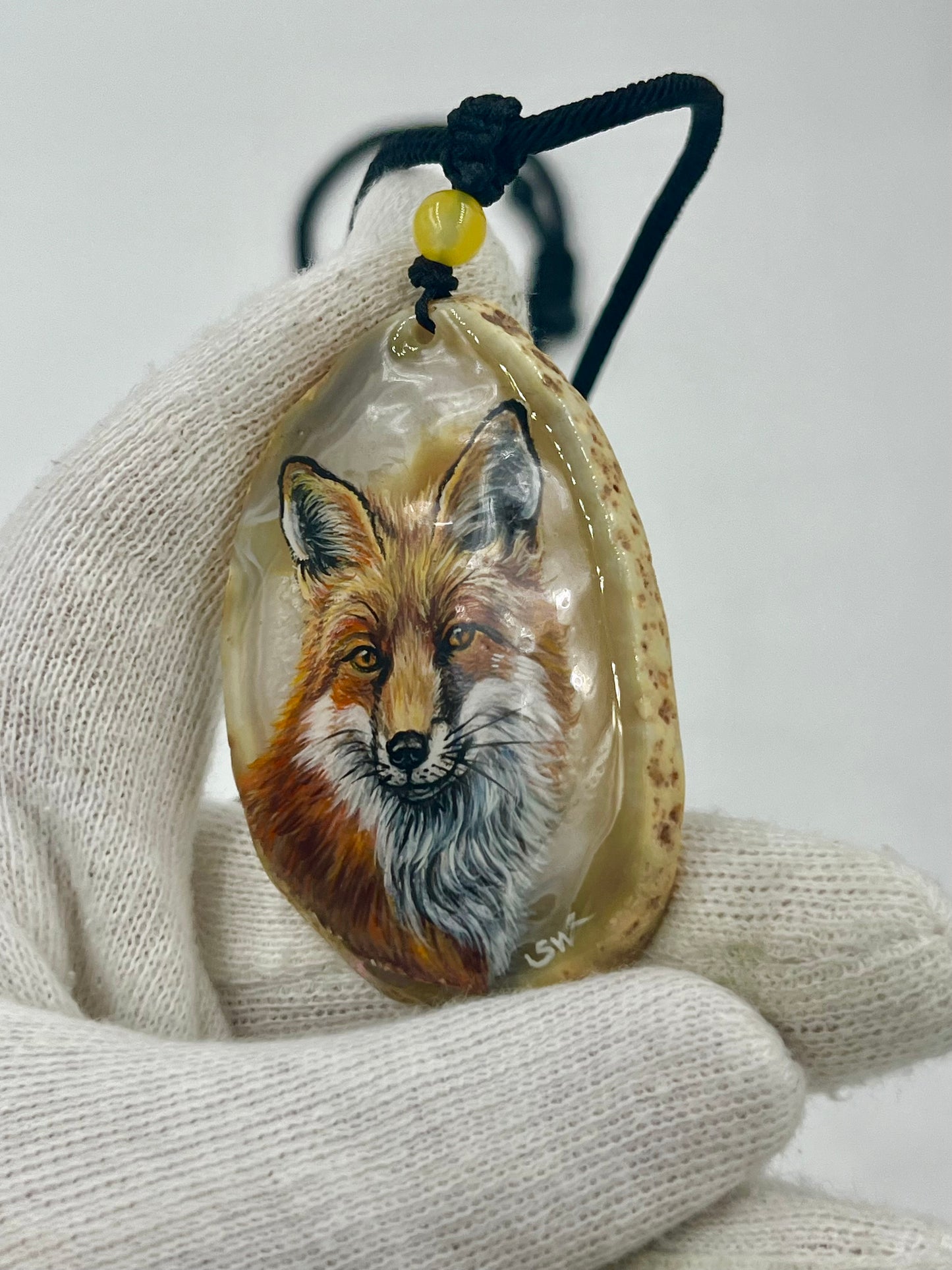 Einzigartige Anhänger /Der Fuchs/Achat/Hand bemalt Juwelen und tragbare Kunst /Natur Schmuck