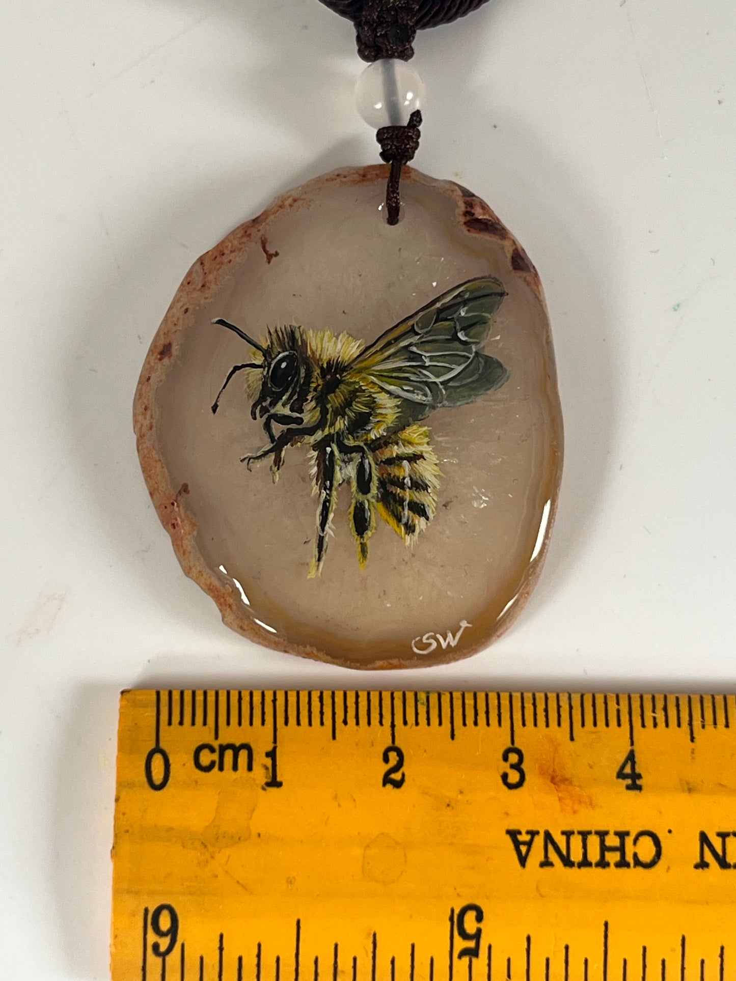 Einzigartige Anhänger /Der Biene/Achat/Hand bemalt Juwelen und tragbare Kunst /Natur Schmuck