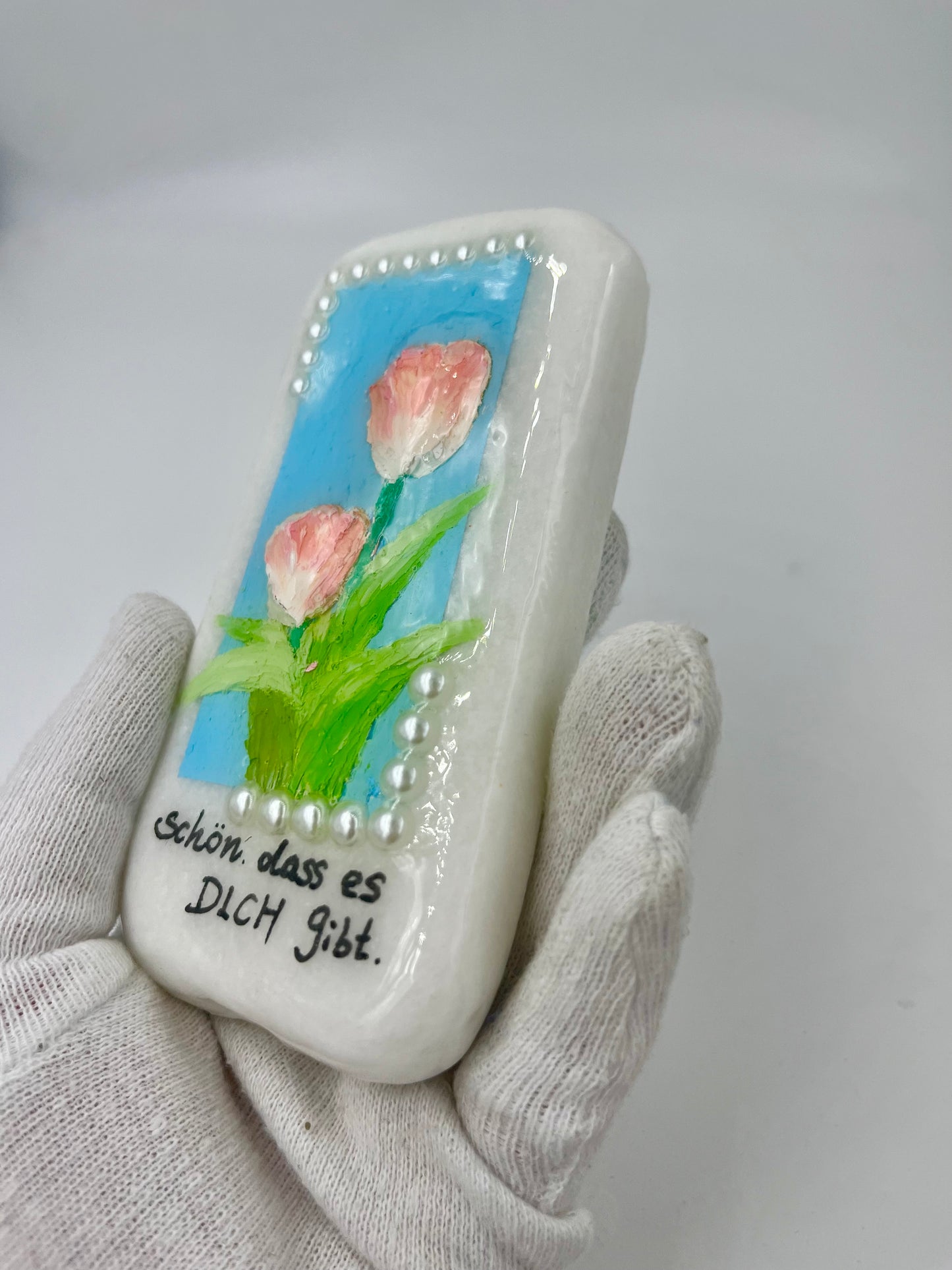 Einzigartig handbemalte Stein/die Tuple/ mit Resin lackiert