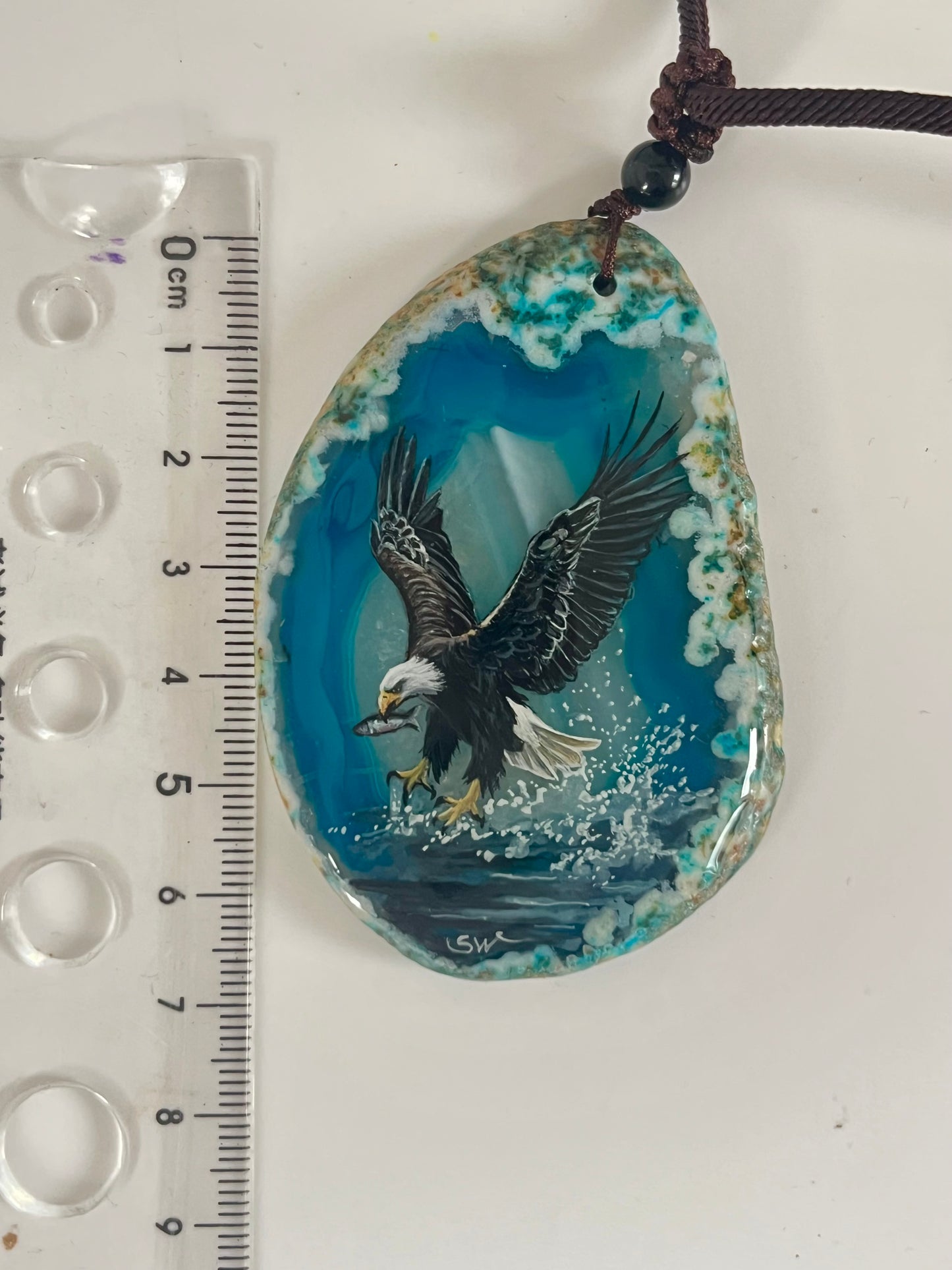 Einzigartige Anhänger /Der Adler /Achat/Hand bemalt Juwelen und tragbare Kunst /Natur Schmuck