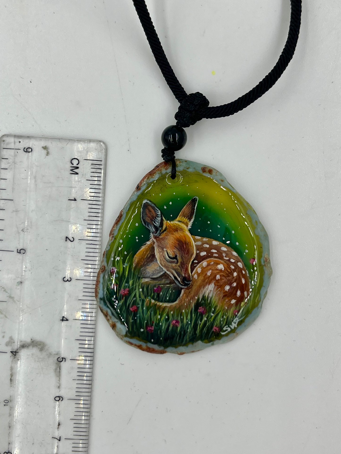 Einzigartige Anhänger /das Reh/Achat/Hand bemalt Juwelen und tragbare Kunst /Natur Schmuck