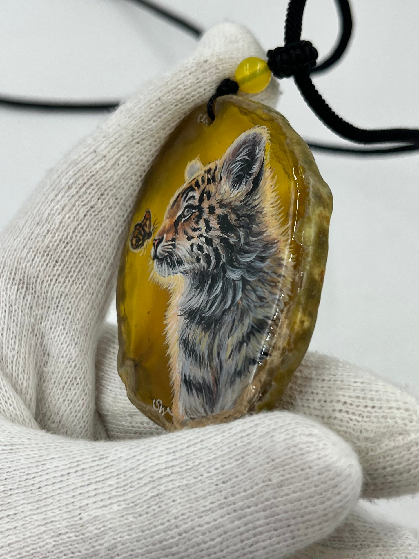 Einzigartige Anhänger /Einzigartige Anhänger /Das Tigeebaby /Achat/Hand bemalt Juwelen und tragbare Kunst /Natur Schmuck /Achat/Hand bemalt Juwelen und tragbare Kunst /Natur Schmuck