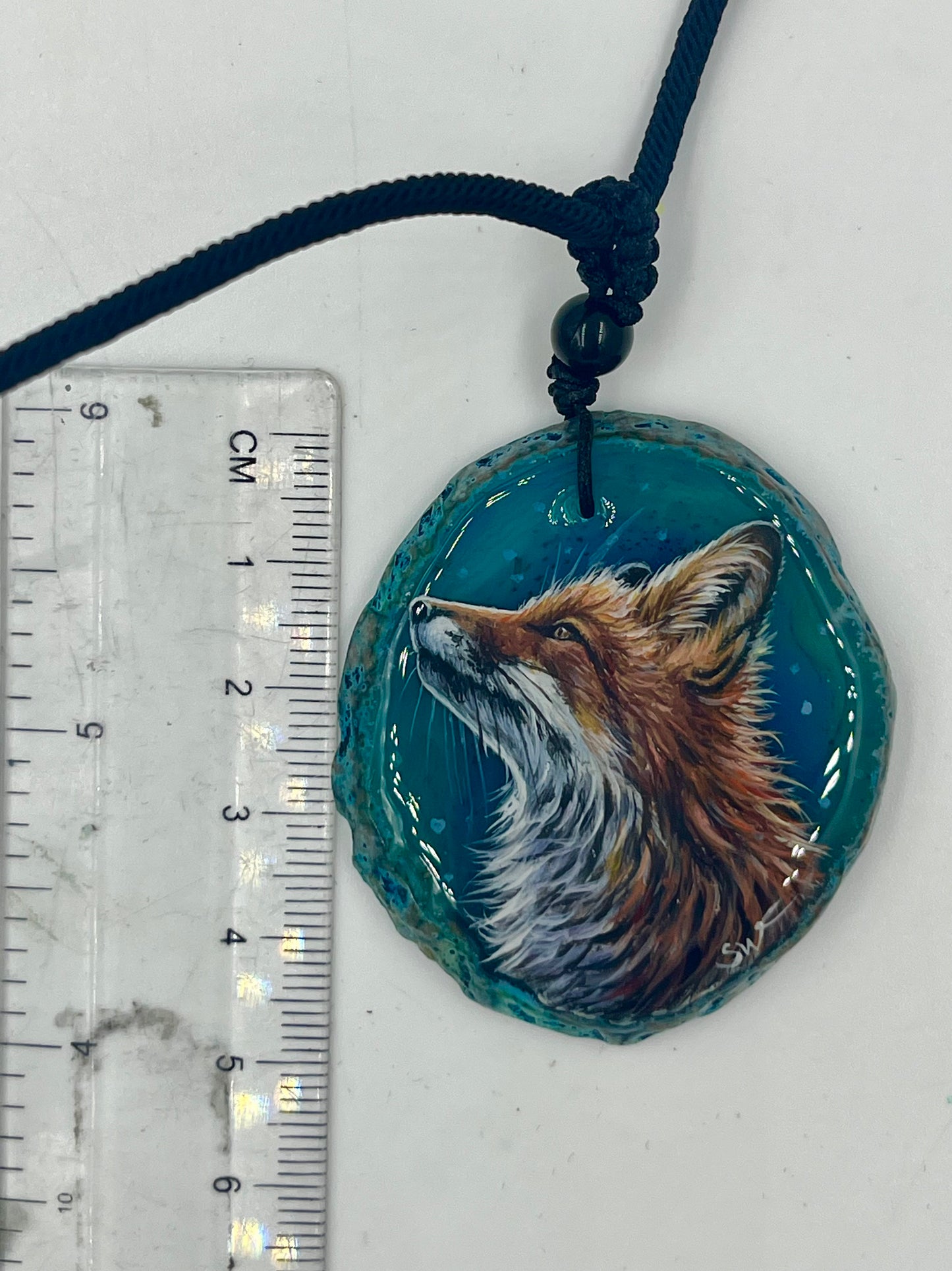Einzigartige Anhänger /Der Fuchs/Achat/Hand bemalt Juwelen und tragbare Kunst /Natur Schmuck