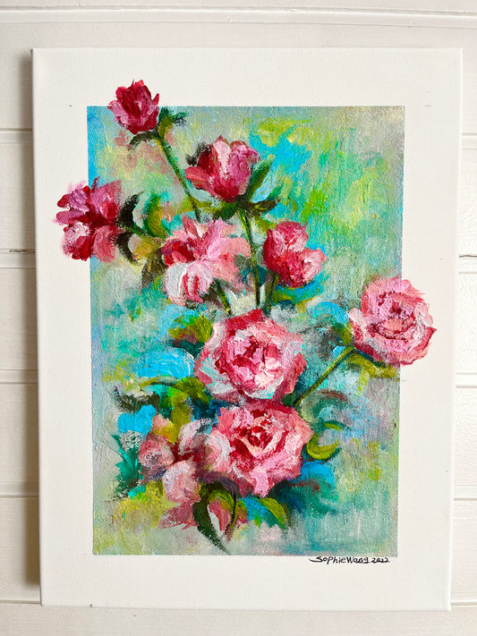 Original acrylic painting, Rosen ,Acryl auf Leinwand, Wandkunst,Handgefertigt