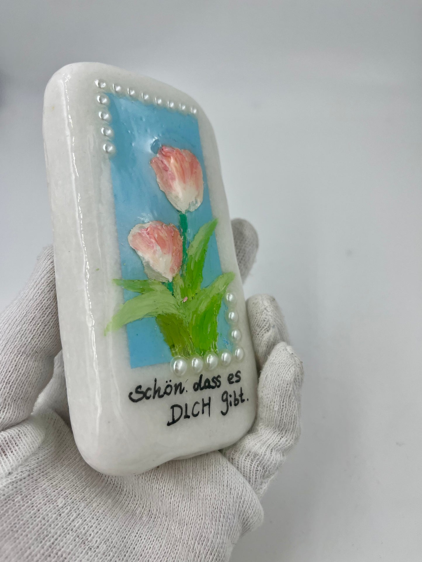 Einzigartig handbemalte Stein/die Tuple/ mit Resin lackiert