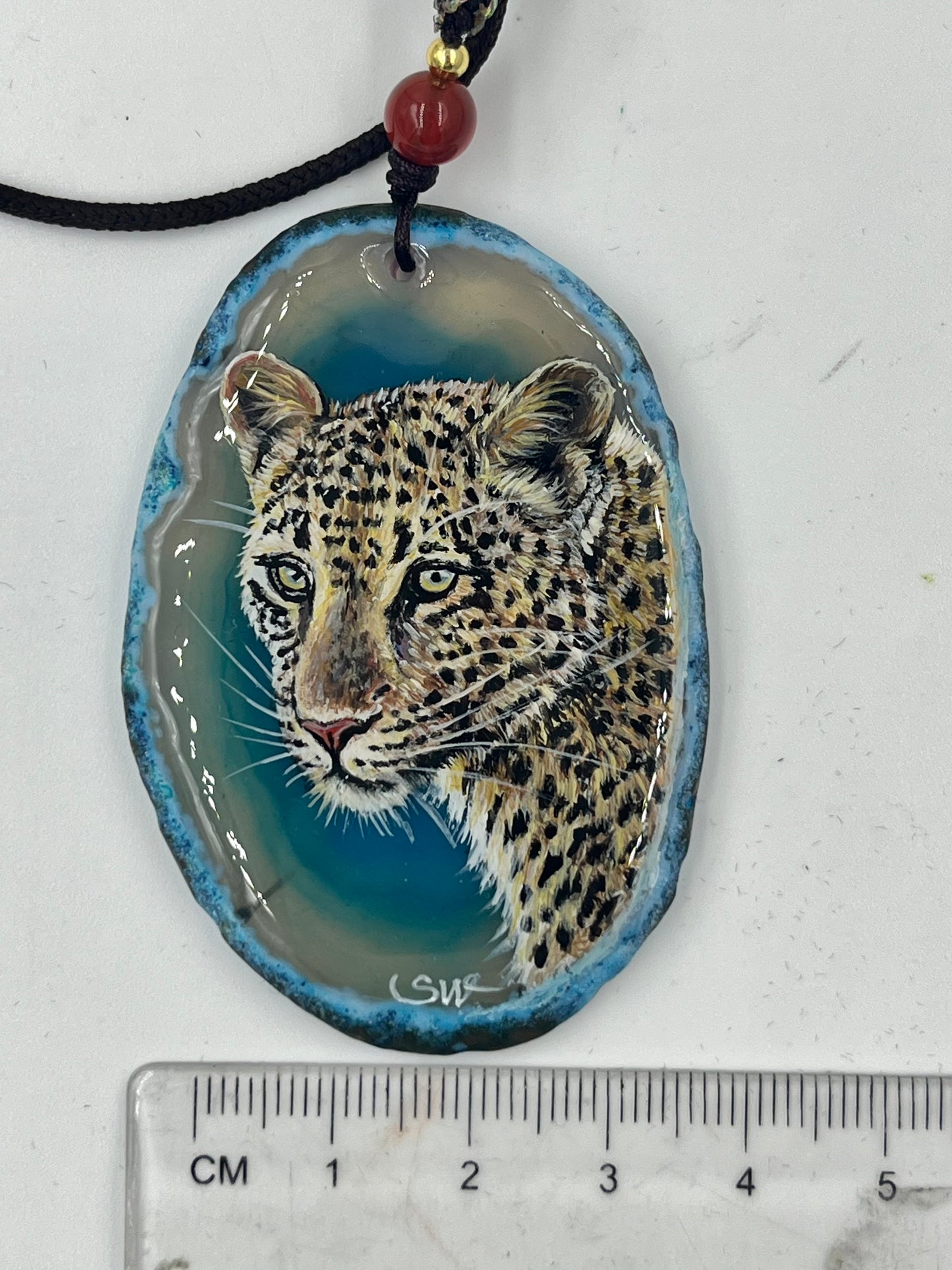 Einzigartige Anhänger /der Leopard/Achat/Hand bemalt