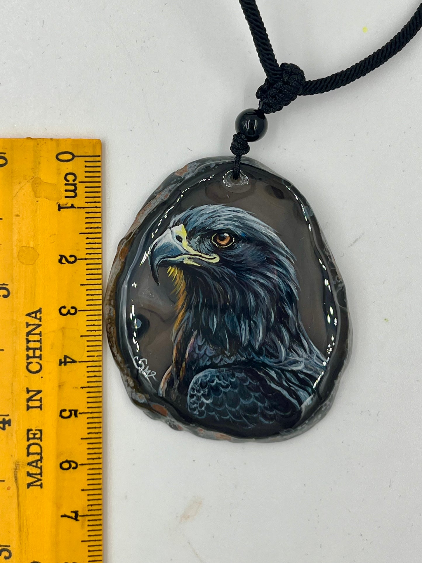 Einzigartige Anhänger /Der Adler/Achat/Hand bemalt Juwelen und tragbare Kunst /Natur Schmuck