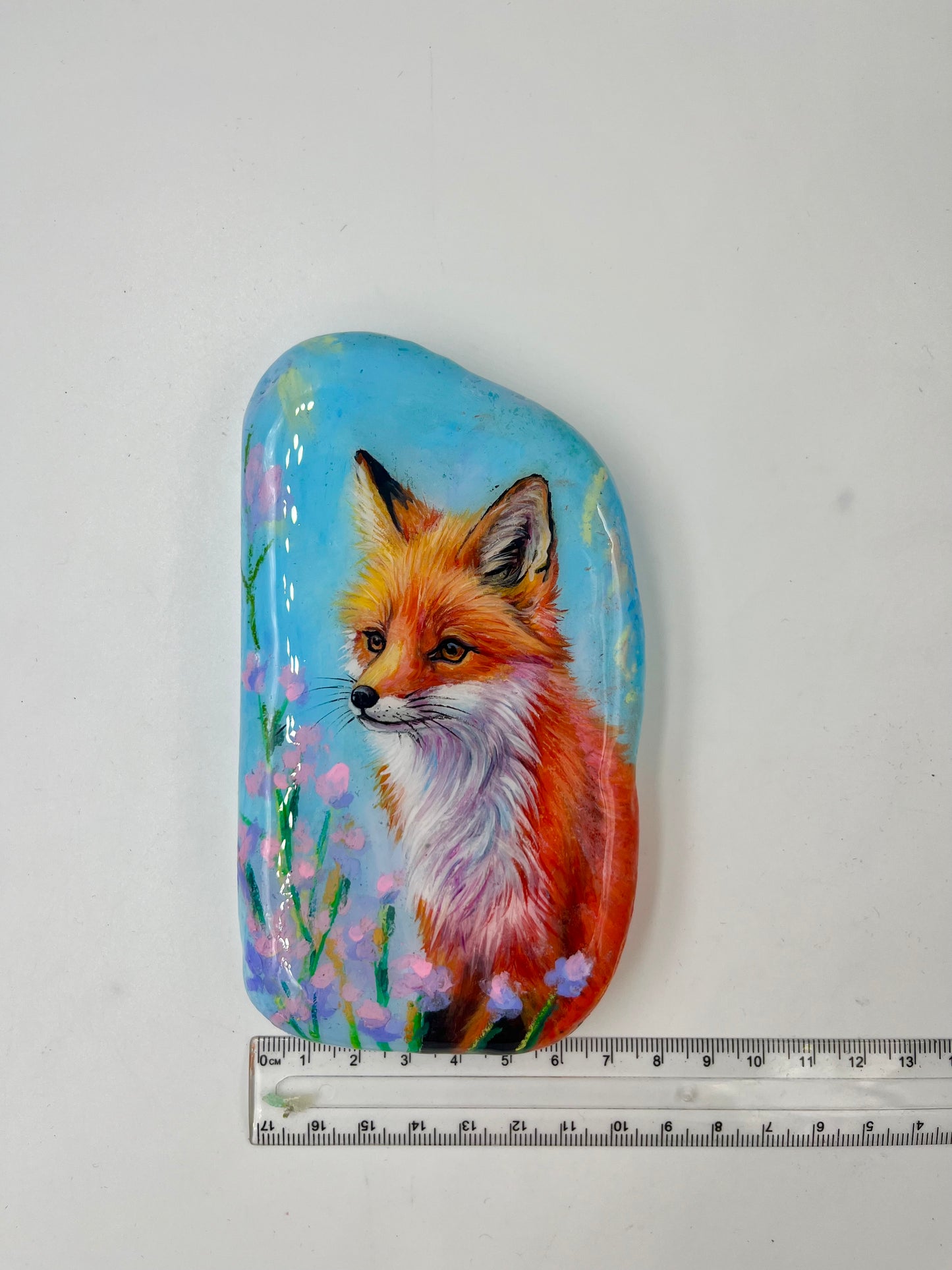 Einzigartig handbemalte Stein/der Fuchs  /inklusive Tischstaffelei