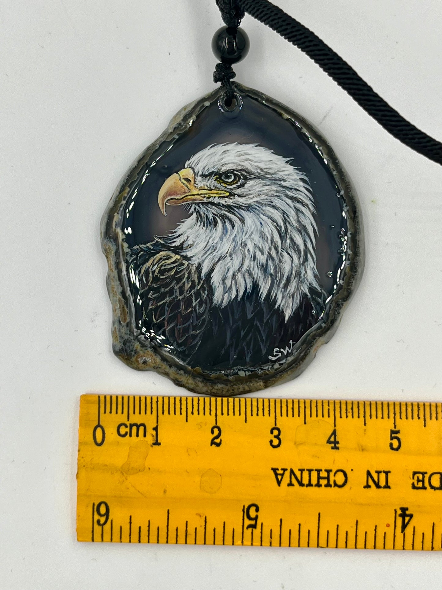 Einzigartige Anhänger /Der Adler /Achat/Hand bemalt Juwelen und tragbare Kunst /Natur Schmuck