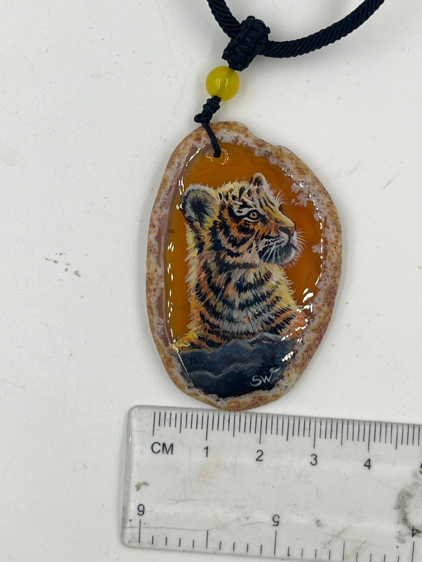Einzigartige Anhänger /der Tigerbaby/Achat/Hand bemalt Juwelen und tragbare Kunst /Natur Schmuck