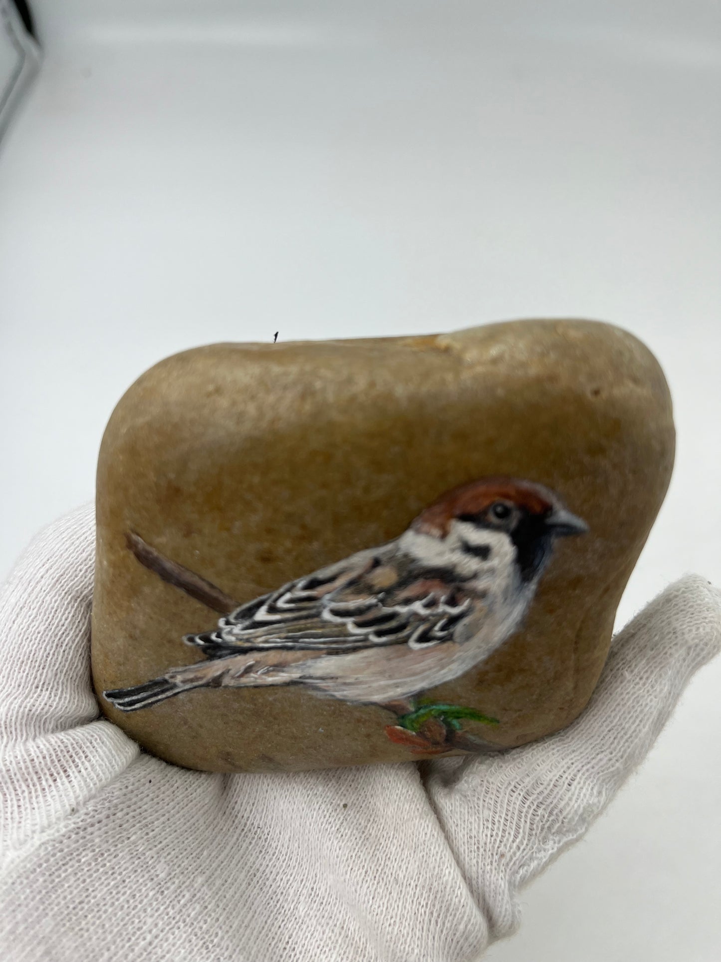 Einzigartig handbemalte Stein-der   Vogel -inklusive Tischstaffelei