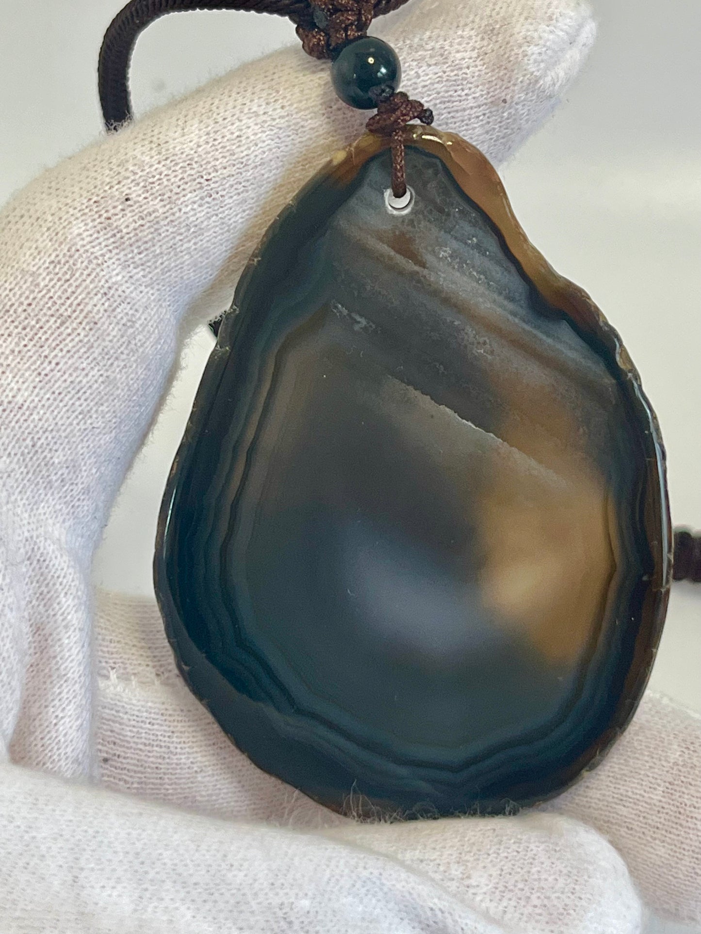 Einzigartige Anhänger /Der Wolf /Achat/Hand bemalt Juwelen und tragbare Kunst /Natur Schmuck