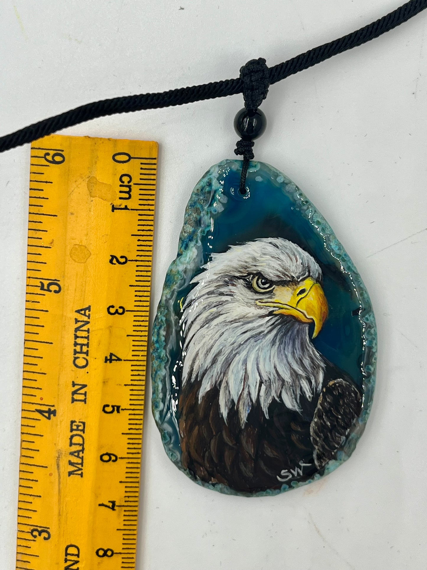 Einzigartige Anhänger /der Adler/Achat/Hand bemalt