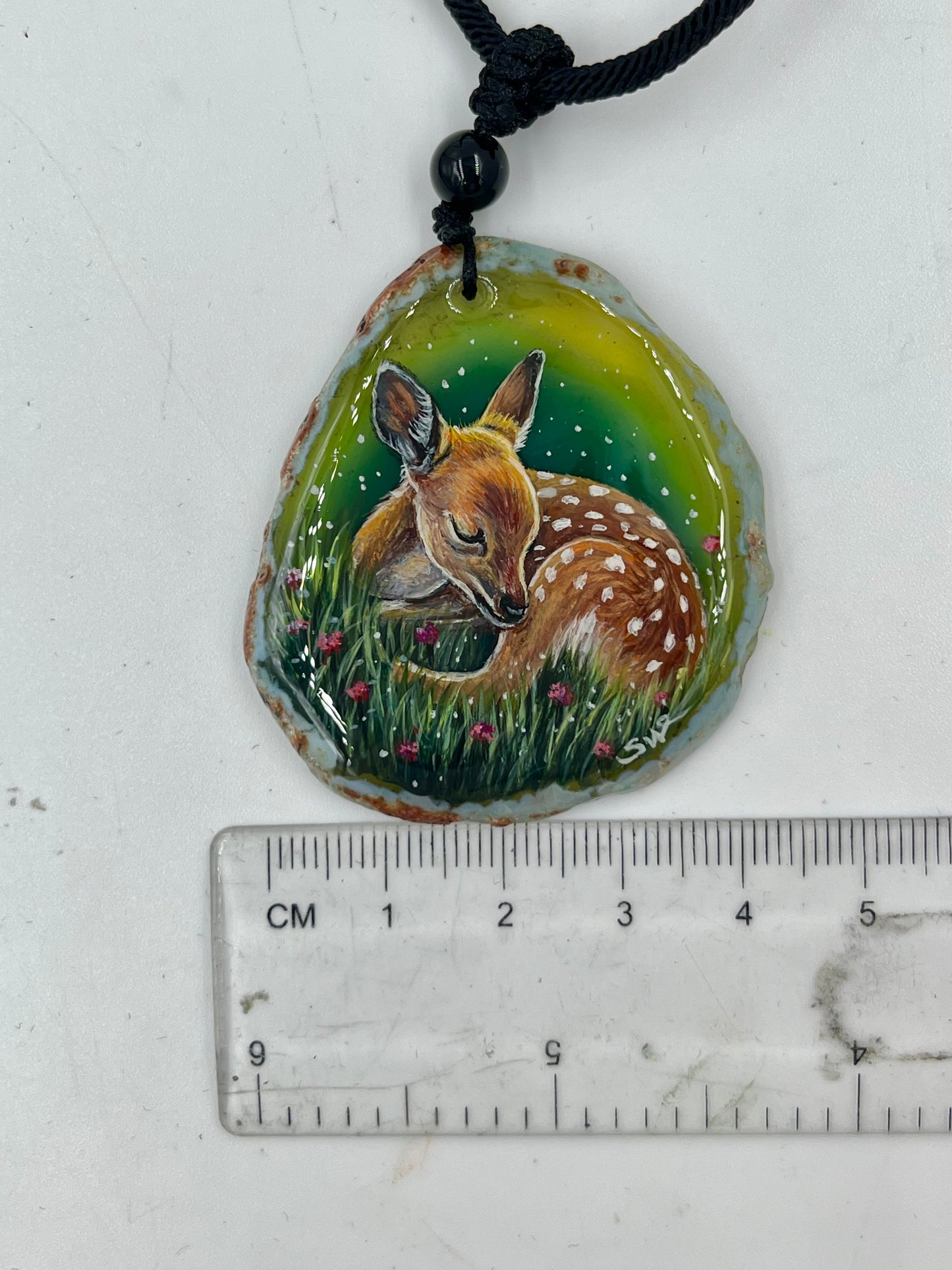 Einzigartige Anhänger /das Reh/Achat/Hand bemalt Juwelen und tragbare Kunst /Natur Schmuck