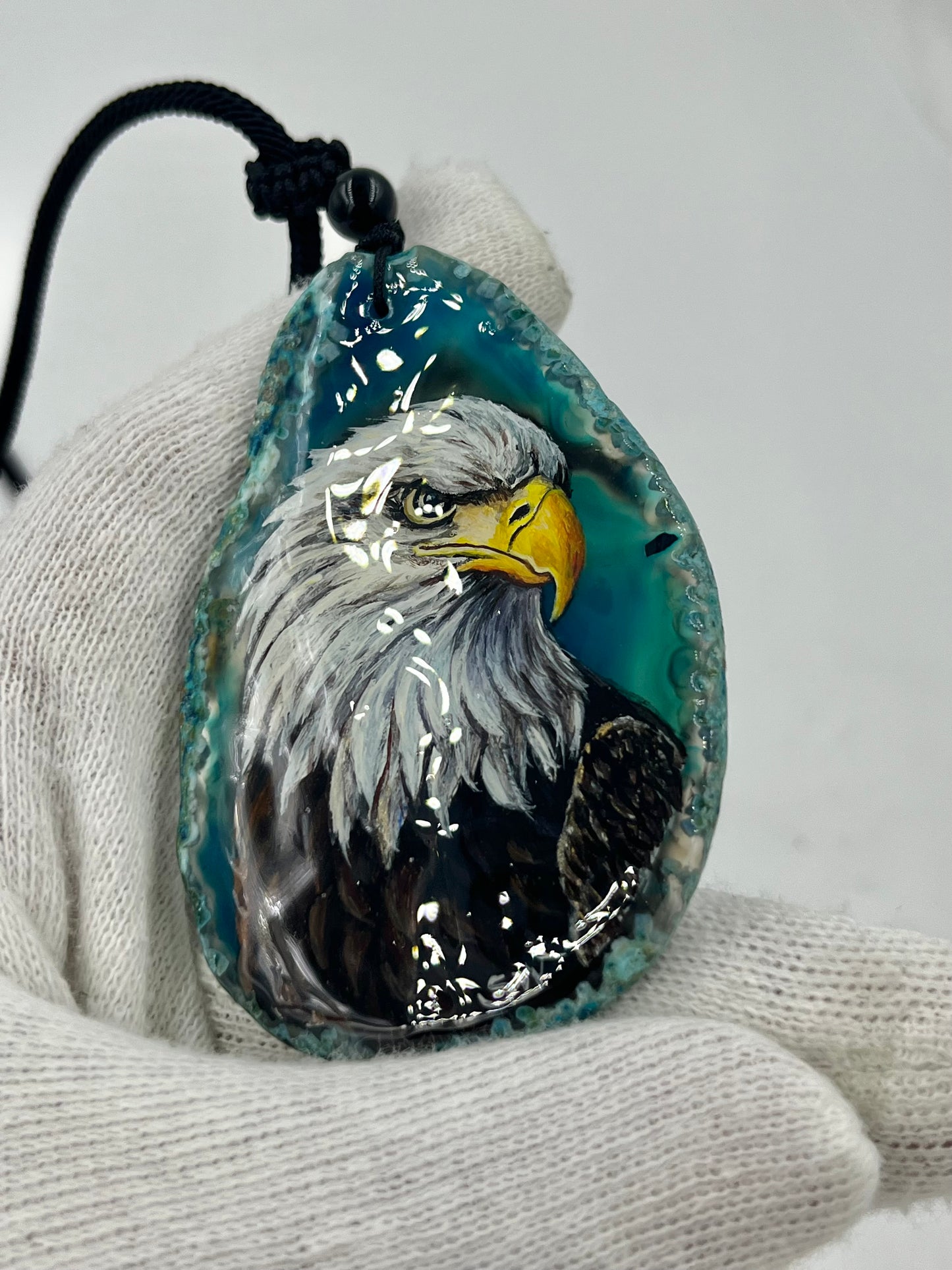 Einzigartige Anhänger /der Adler/Achat/Hand bemalt