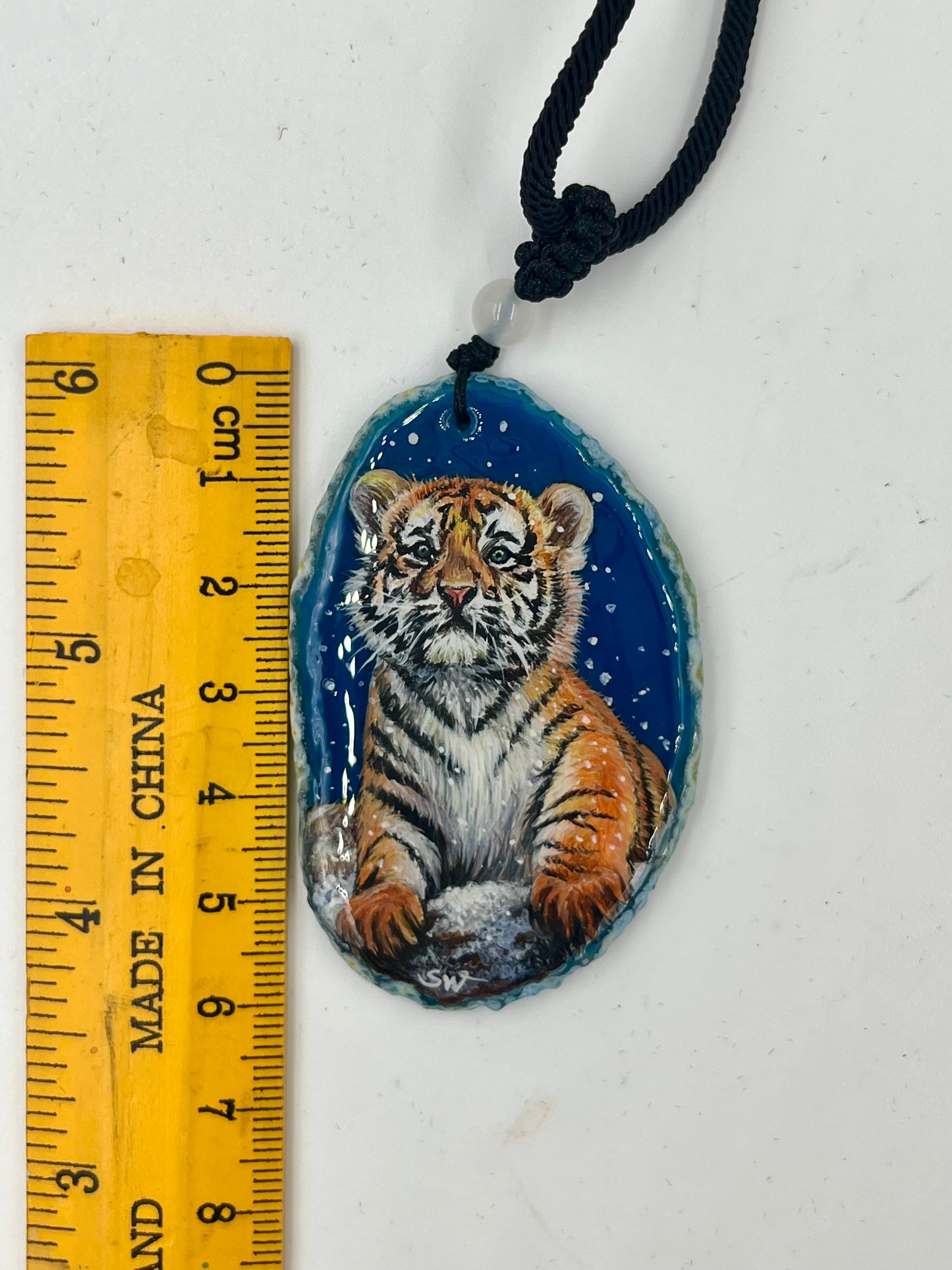 Einzigartige Anhänger /Das Tigerbaby /Achat/Hand bemalt Juwelen und tragbare Kunst /Natur Schmuck