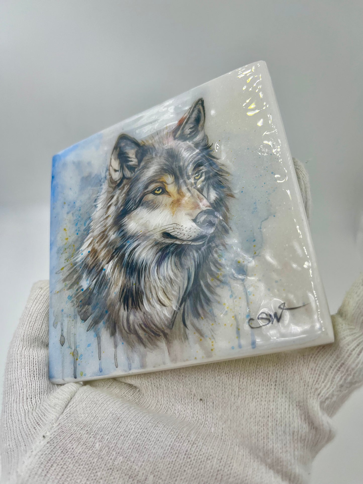 Einzigartig handbemalte Stein-der Fuchs /inklusive Tischstaffelei 10x10cm
