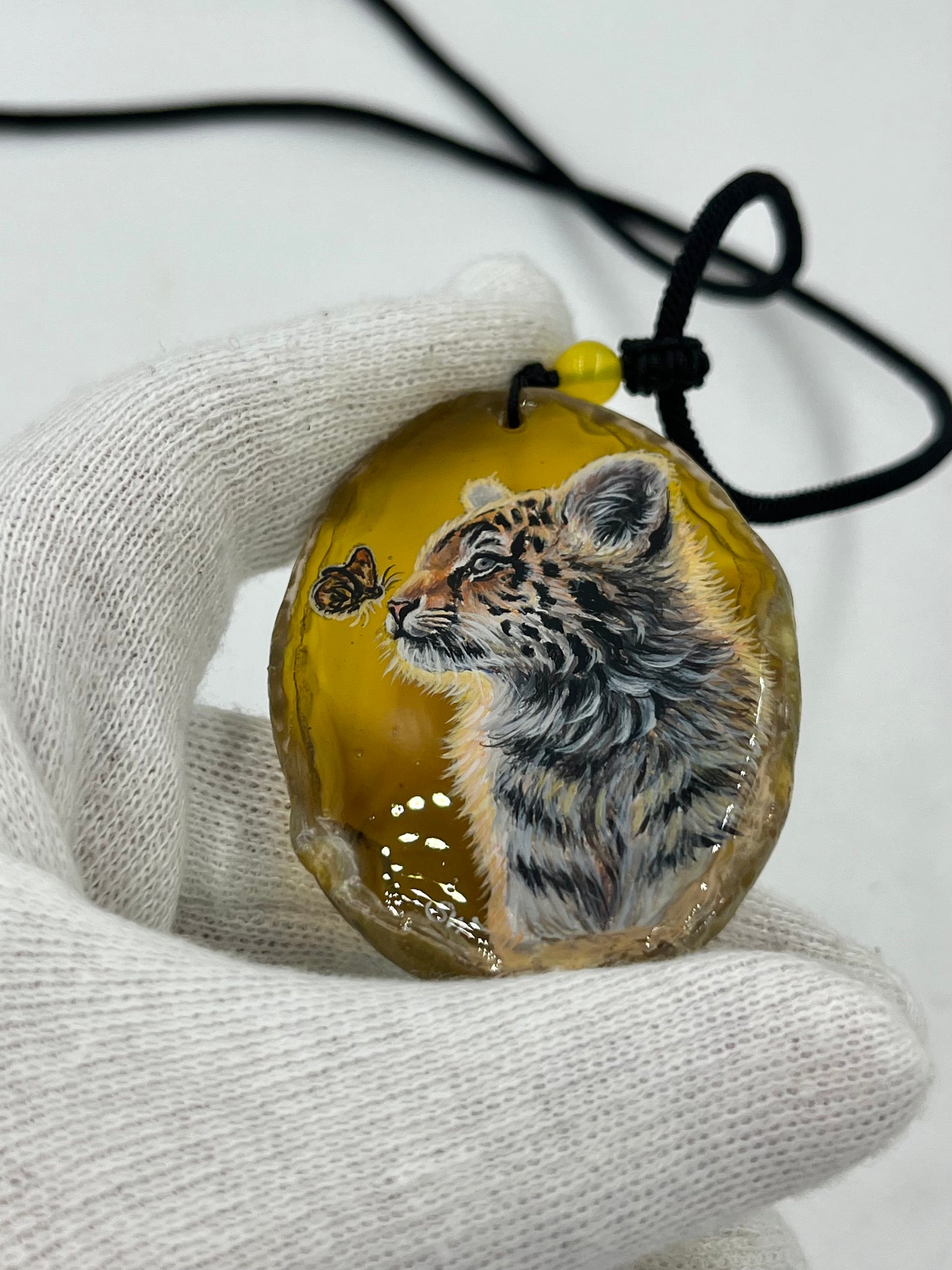 Einzigartige Anhänger /Einzigartige Anhänger /Das Tigeebaby /Achat/Hand bemalt Juwelen und tragbare Kunst /Natur Schmuck /Achat/Hand bemalt Juwelen und tragbare Kunst /Natur Schmuck