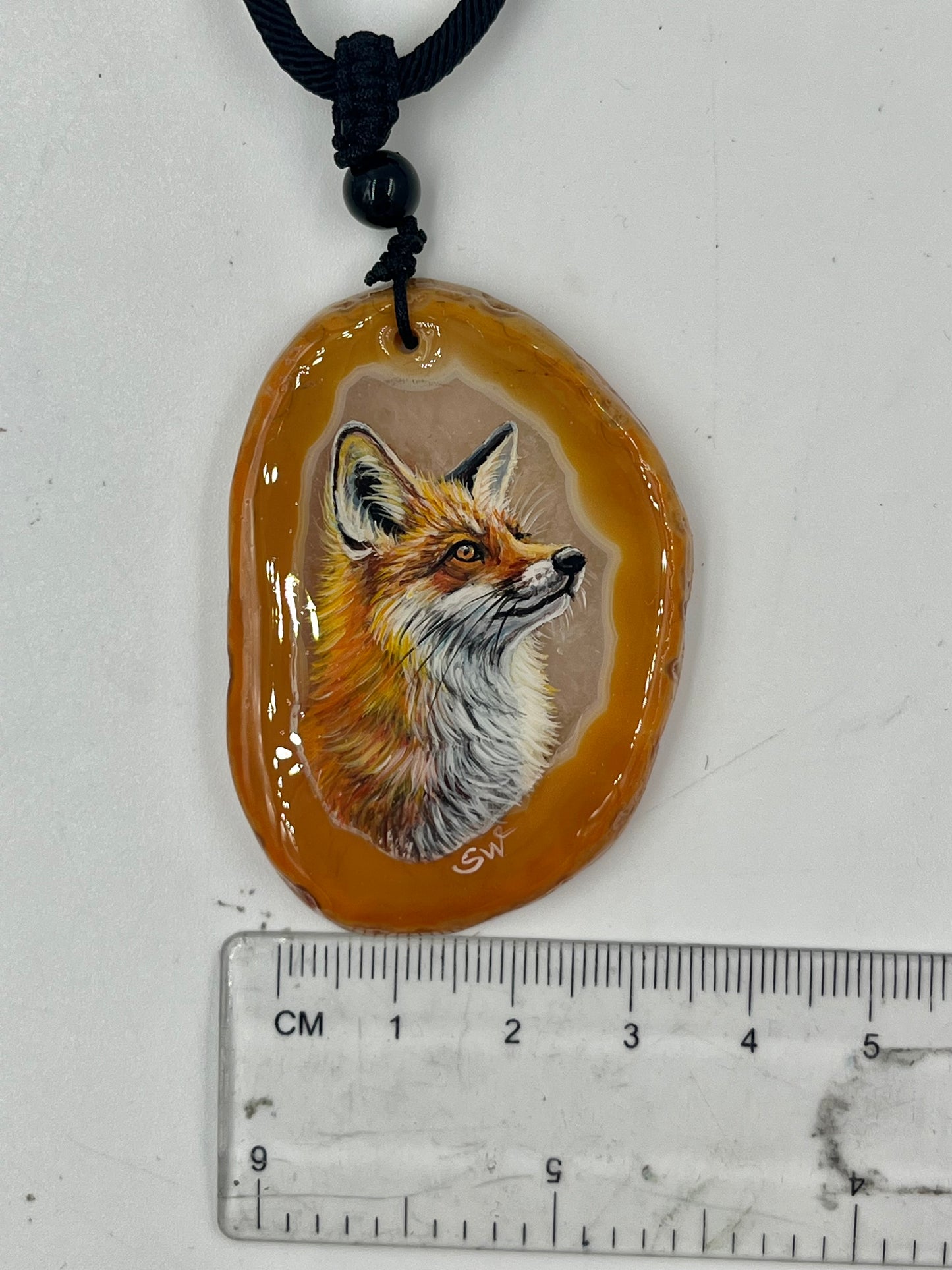 Einzigartige Anhänger /Der Fuchs/Achat/Hand bemalt Juwelen und tragbare Kunst /Natur Schmuck