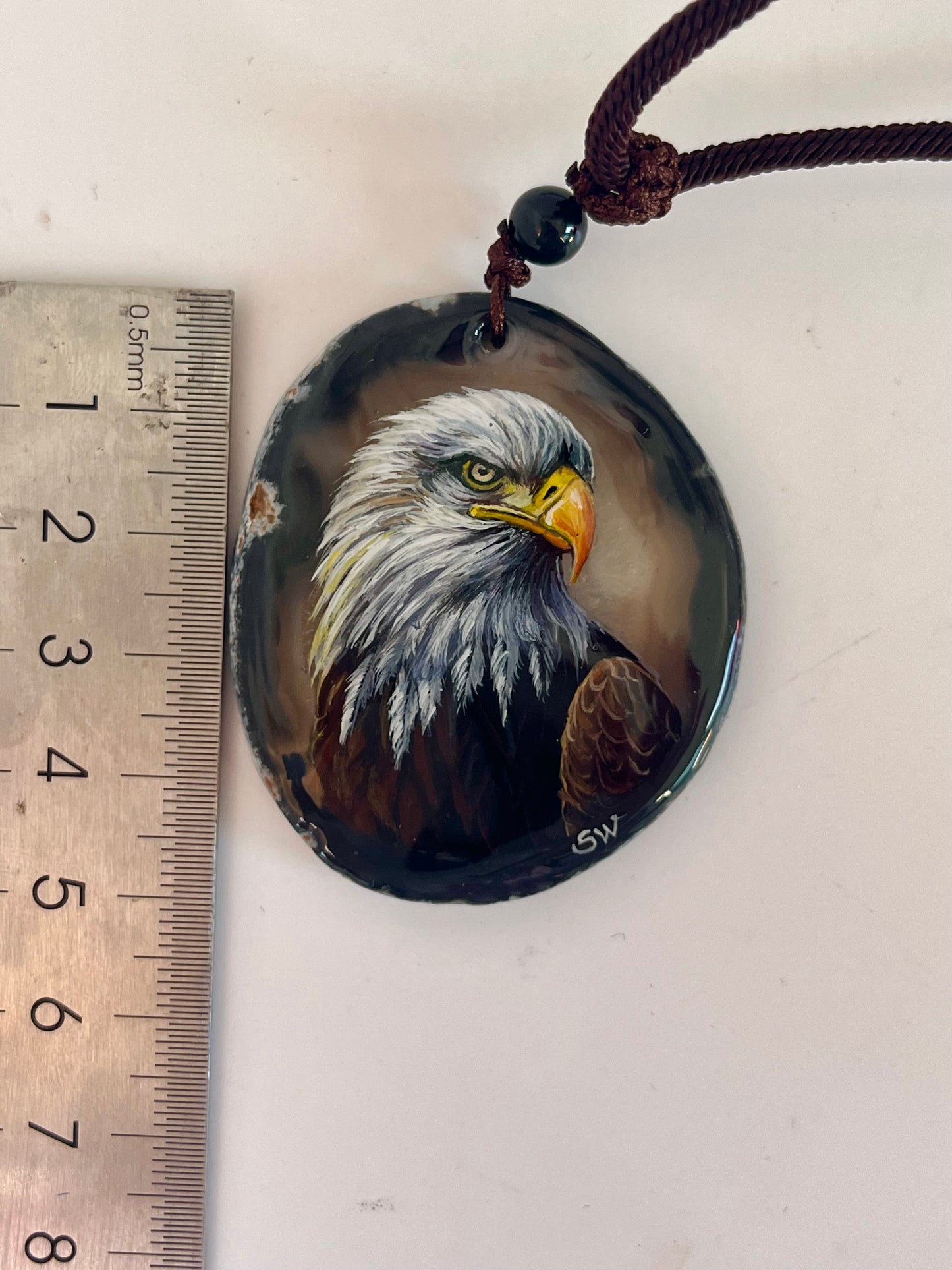 Einzigartige Anhänger /der Adler/Achat/Hand bemalt Juwelen und tragbare Kunst /Natur Schmuck