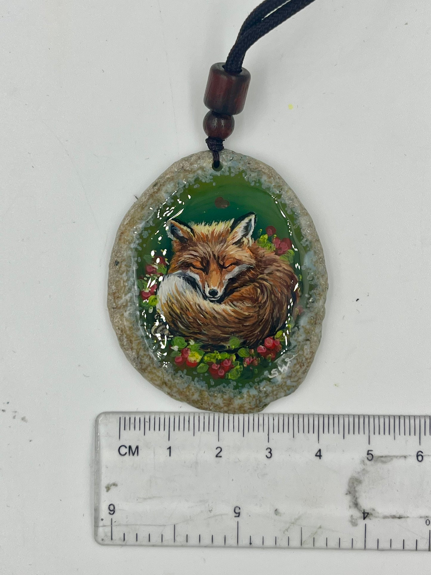 Einzigartige Anhänger /Der Fuchs/Achat/Hand bemalt Juwelen und tragbare Kunst /Natur Schmuck