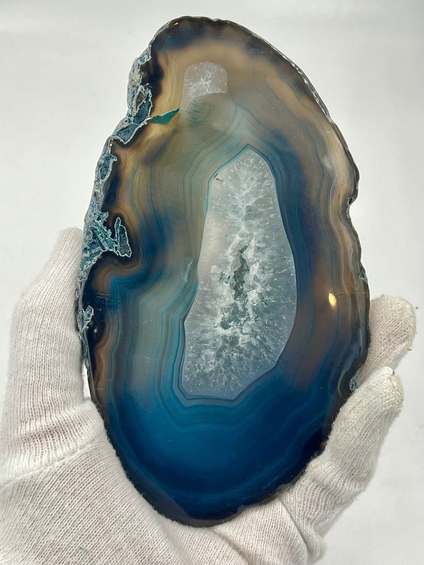 Einzigartige bemalt Achatscheibe/ Der Fuchs und der Vogel /Hand bemalt /Deko/Tierpotrait/ink.Metallständer