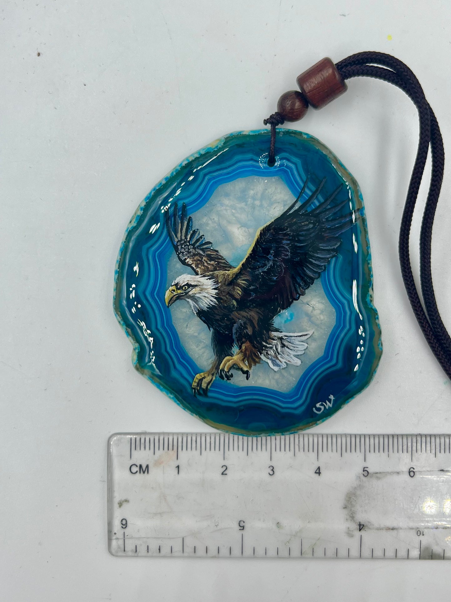 Einzigartige Anhänger /der Adler /Achat/Hand bemalt