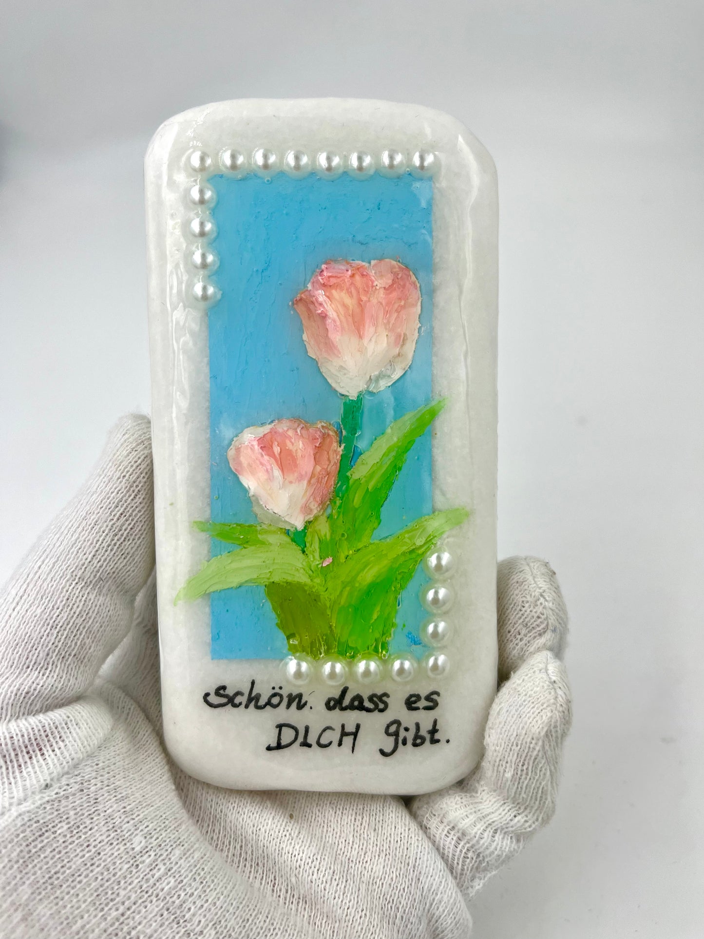 Einzigartig handbemalte Stein/die Tuple/ mit Resin lackiert