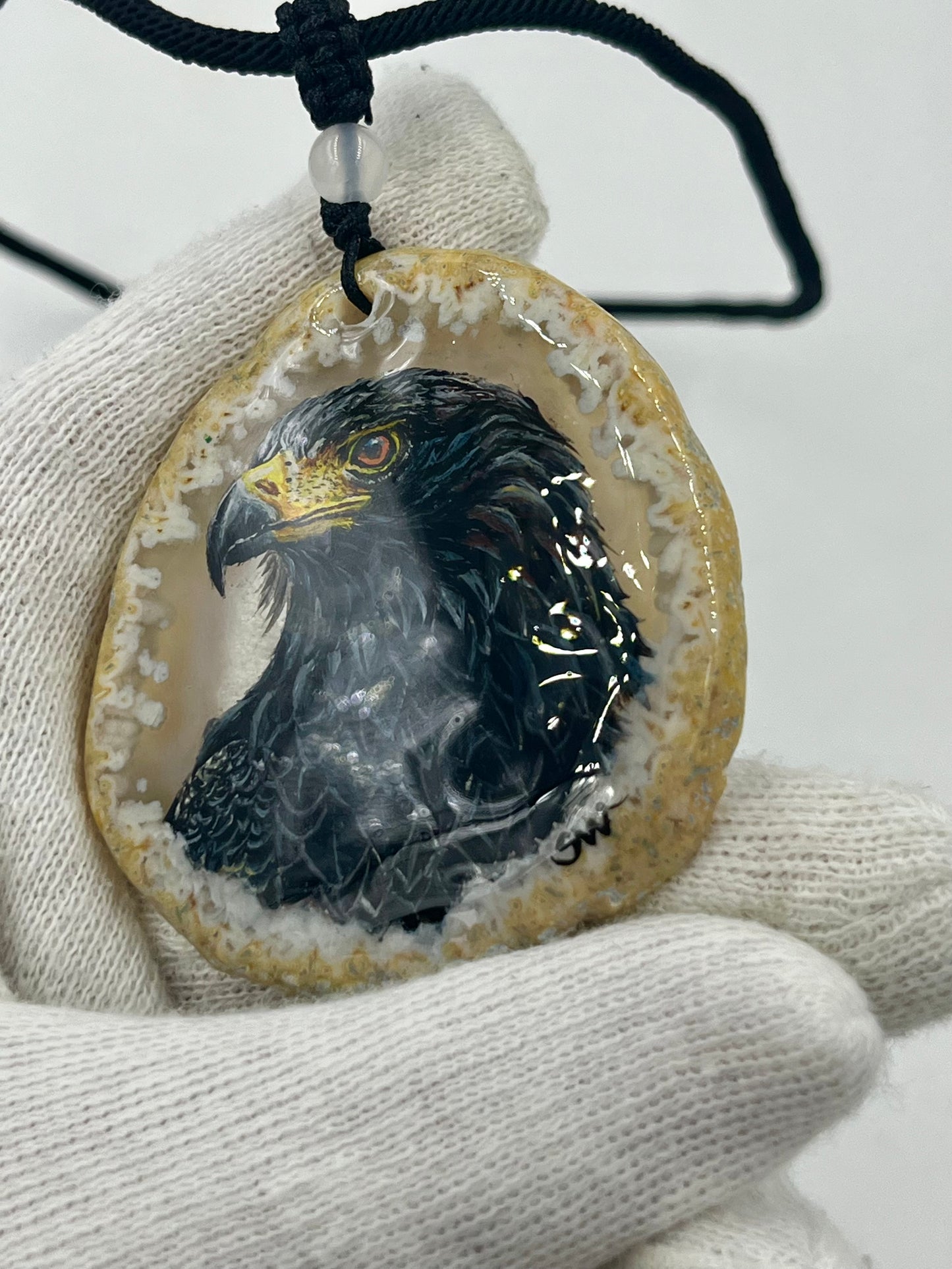 Einzigartige Anhänger /Der Adler/Achat/Hand bemalt Juwelen und tragbare Kunst /Natur Schmuck