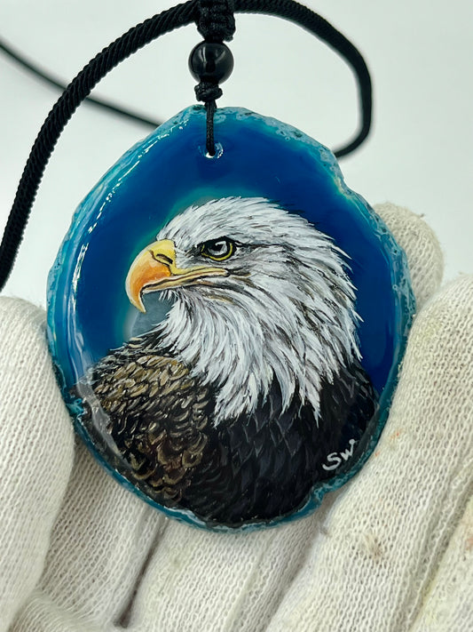 Einzigartige Anhänger /der Adler/Achat/Hand bemalt