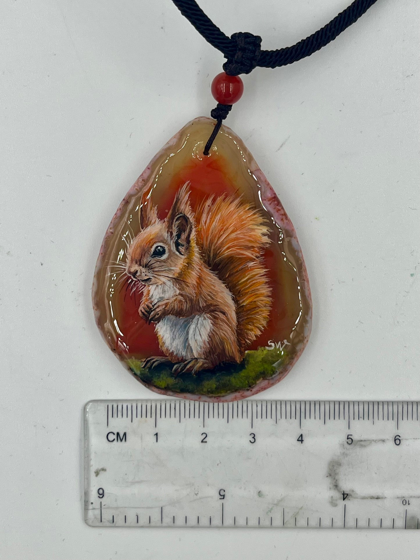 Einzigartige Anhänger /Das Eichhörnchen/Achat/Hand bemalt Juwelen und tragbare Kunst /Natur Schmuck