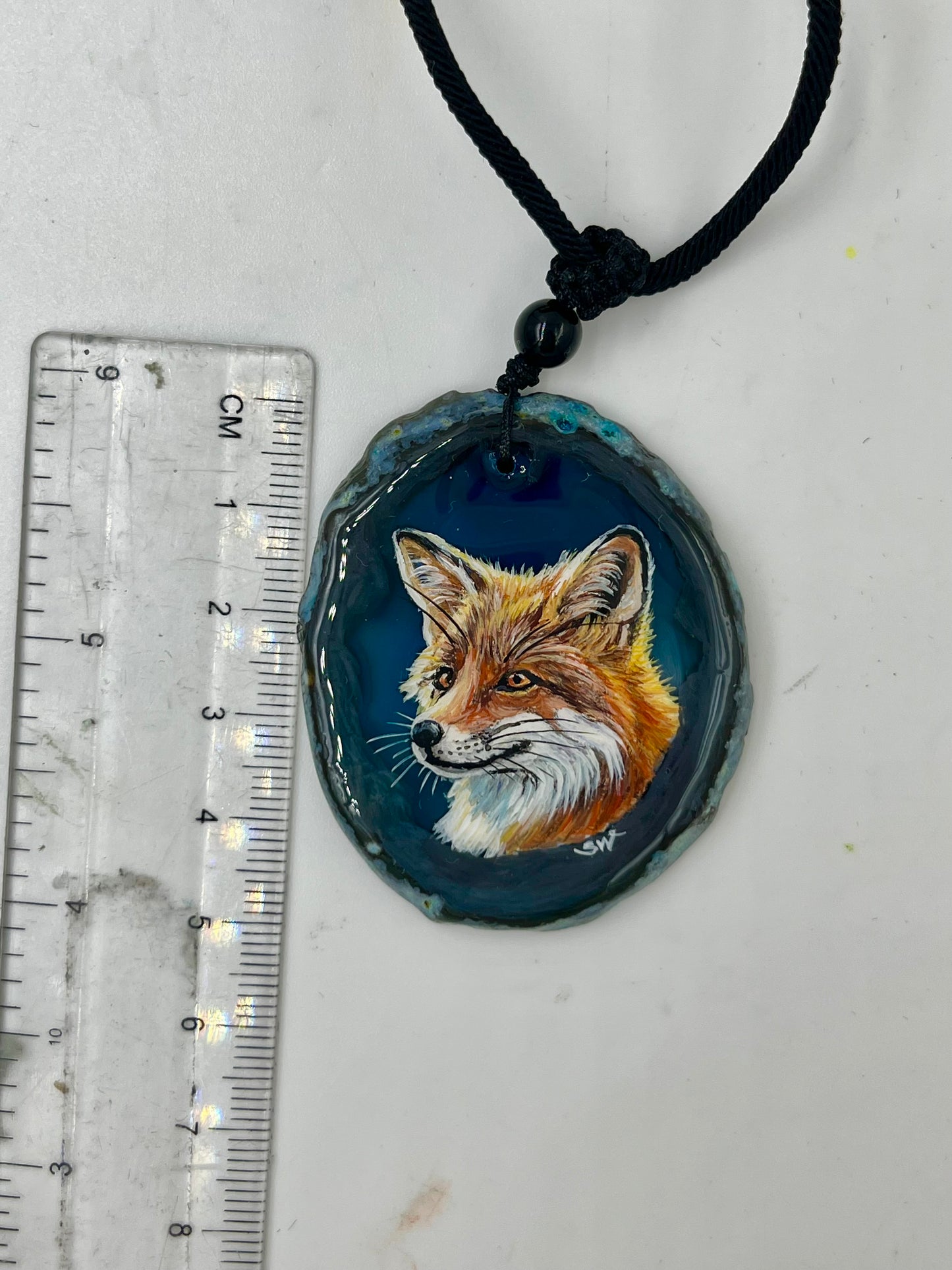 Einzigartige Anhänger /der Fuchs/Achat/Hand bemalt