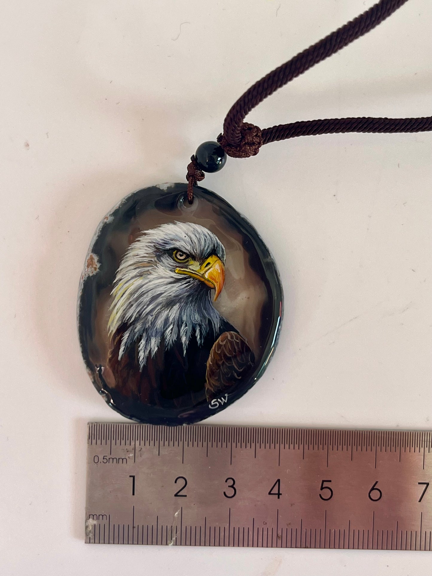 Einzigartige Anhänger /der Adler/Achat/Hand bemalt Juwelen und tragbare Kunst /Natur Schmuck